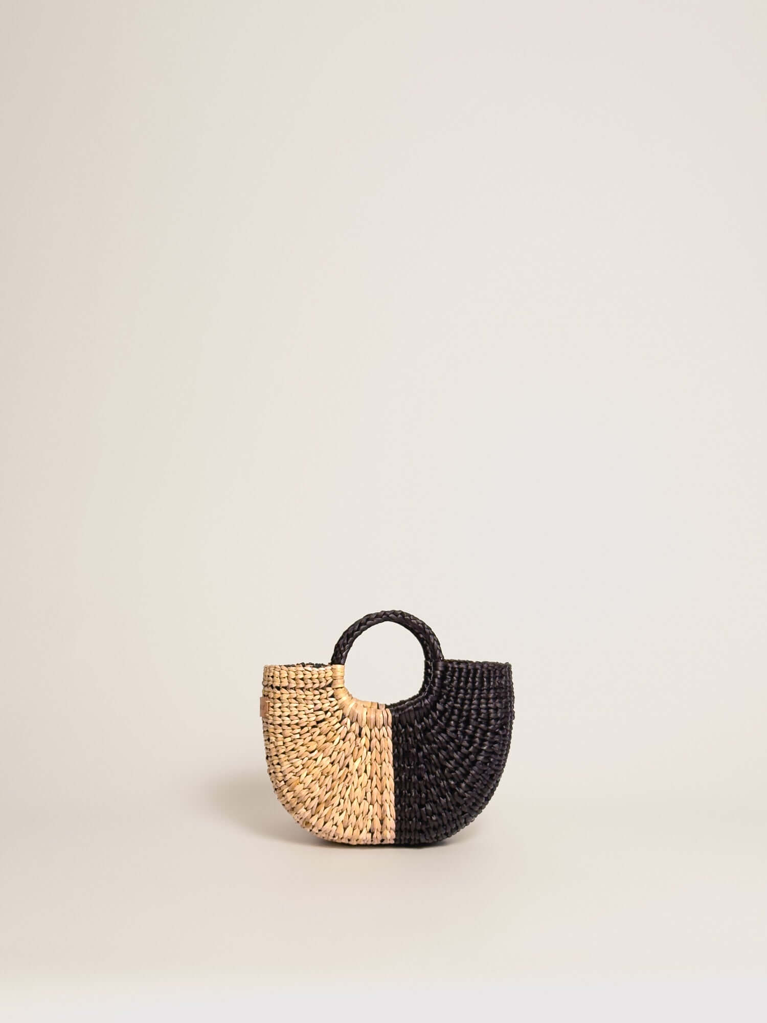 Woven mini bag - designer everyday crossbody | Half Black Half Natural