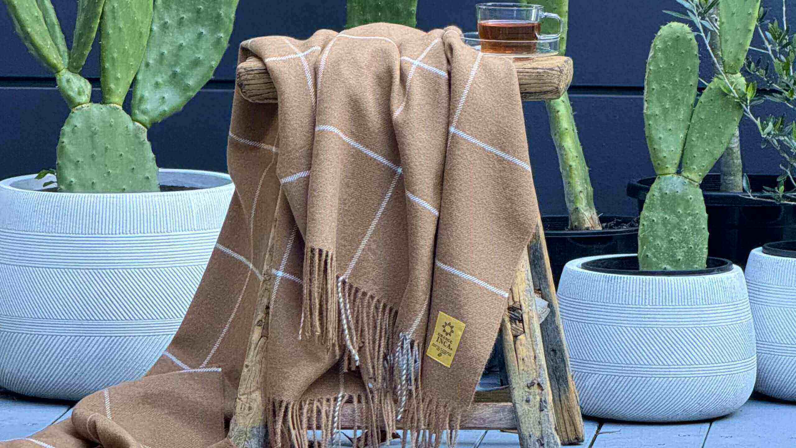 Baby Alpaca Throw - Softer and More Sustainable than Cashmere | Orange Inca