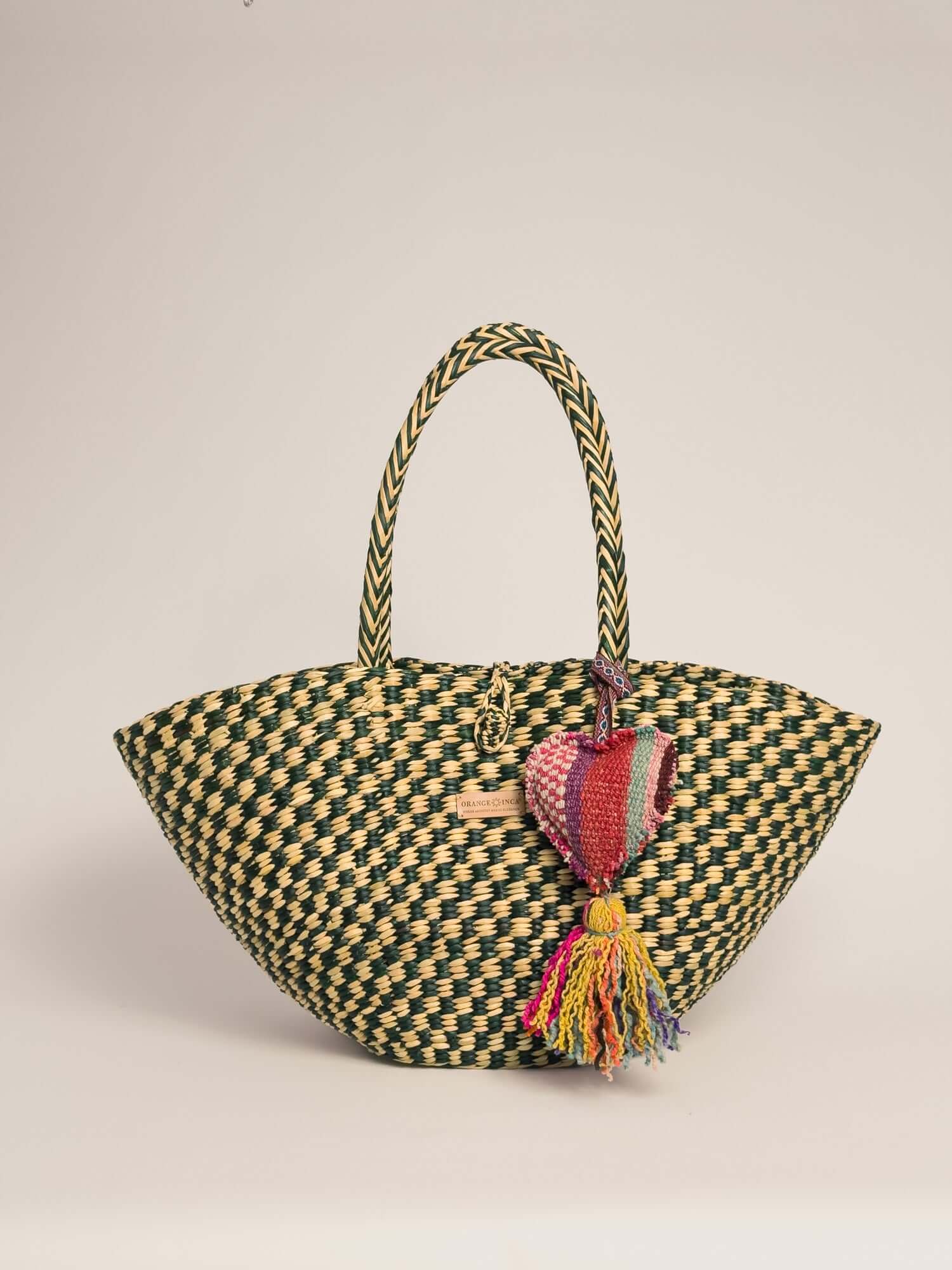 Playa Tote - Olive Green and Natural Checkered