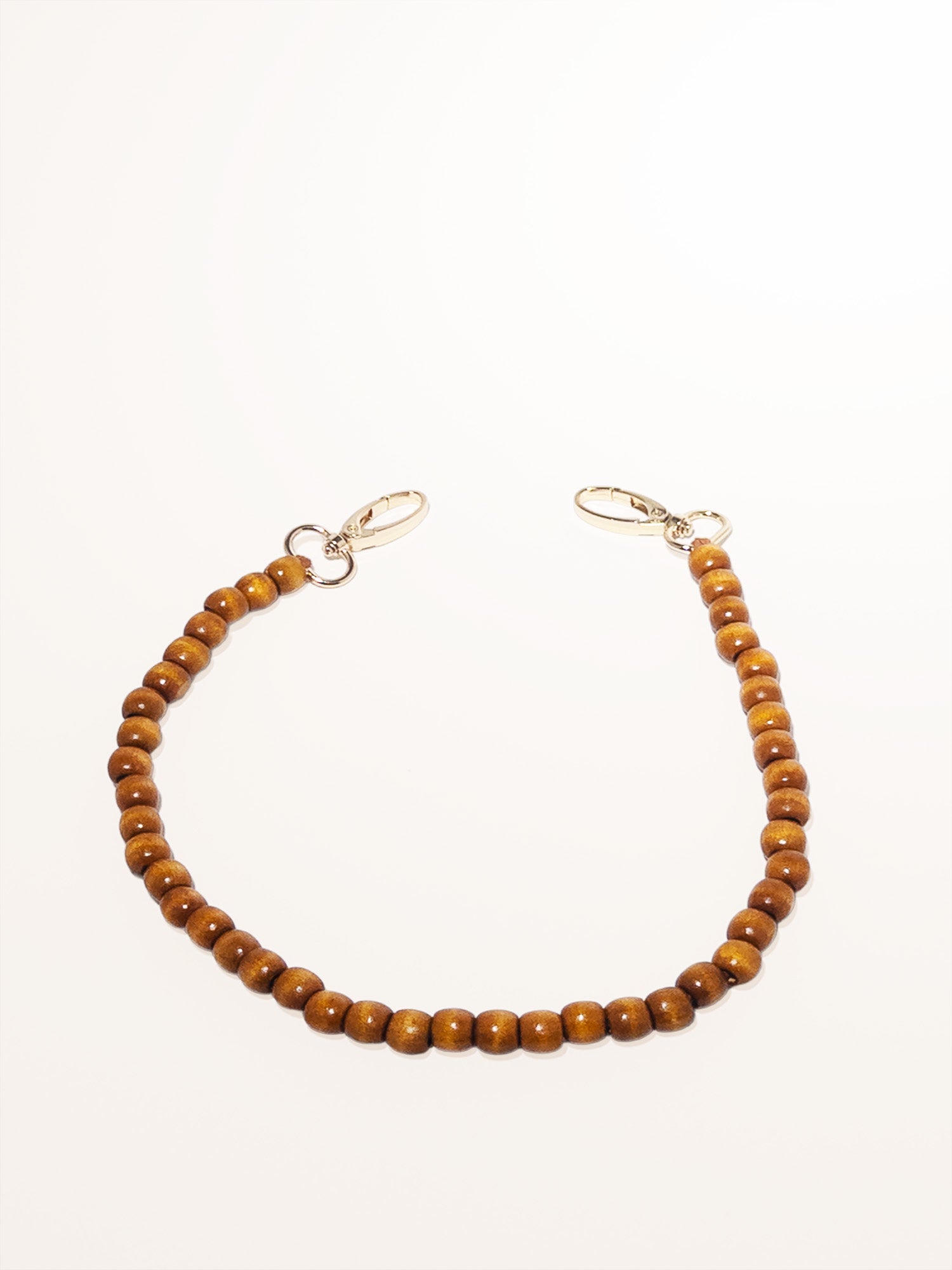 Wooden Beads Handbag Strap - Camel