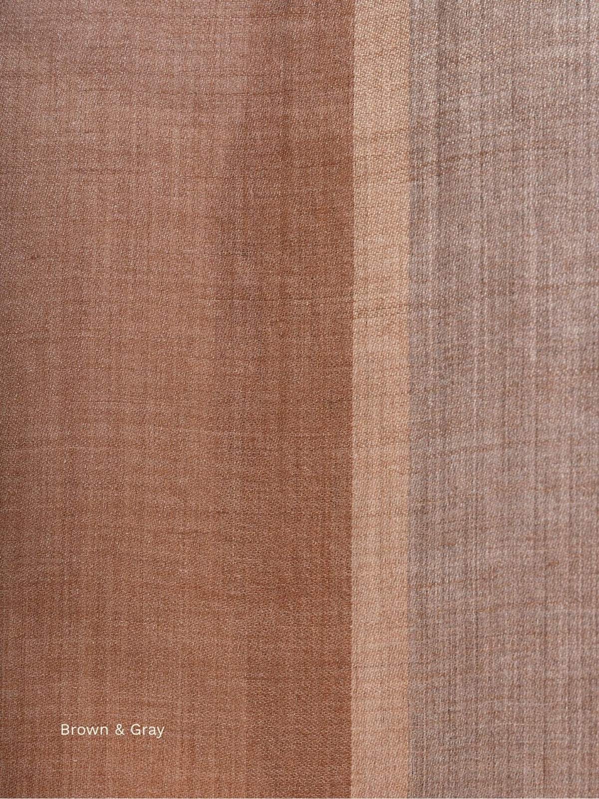 Close-up of brown and grey striped fabric on a silk baby alpaca blend shawl