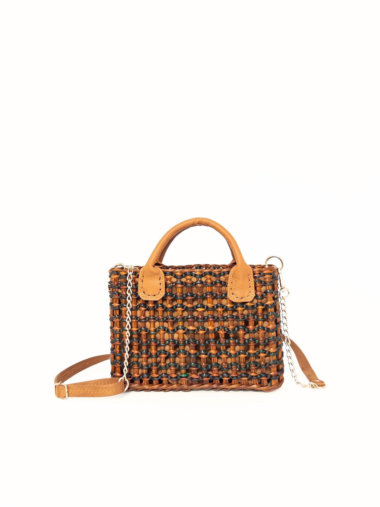 The Brigitte, Leather Handles - Camel and Military Green