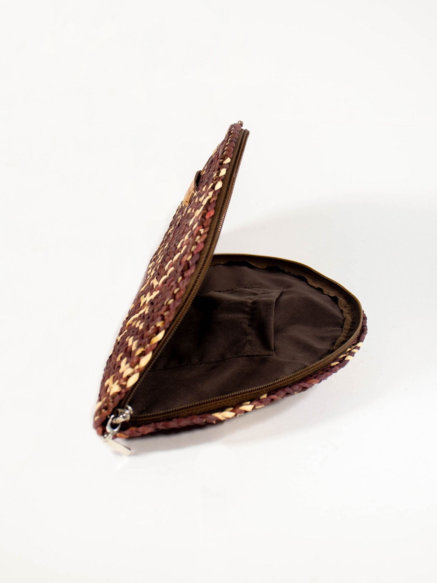 Flamenco Clutch – Brown showing fan silhouette and zip closure | Orange Inca