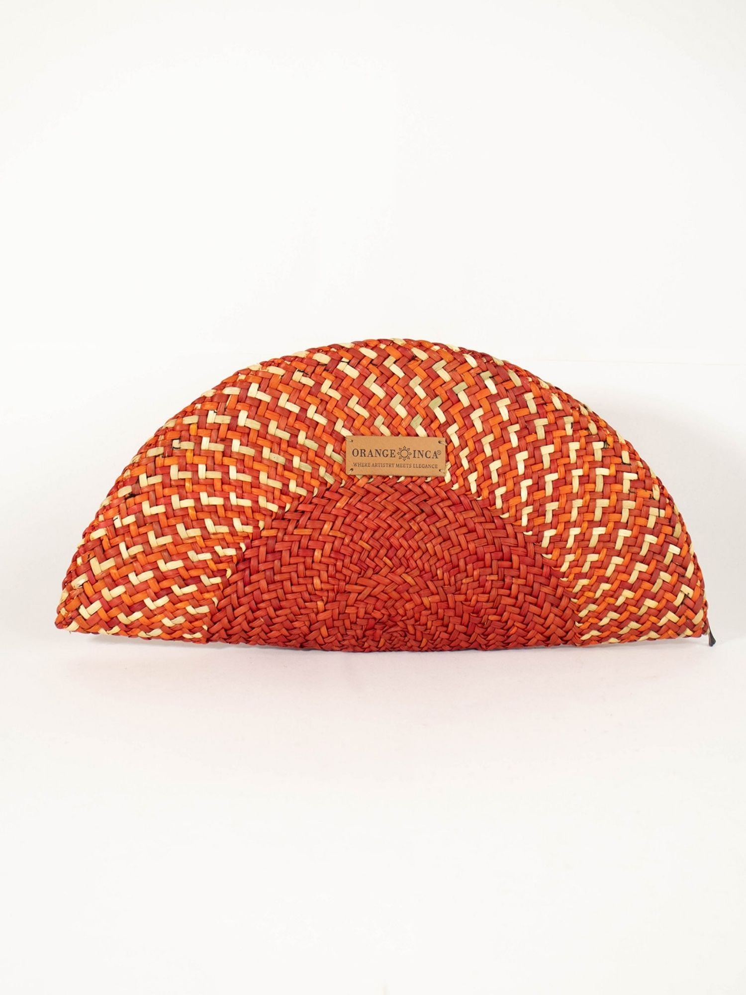 Flamenco Clutch – Orange, fan-shaped handwoven straw clutch | Orange Inca