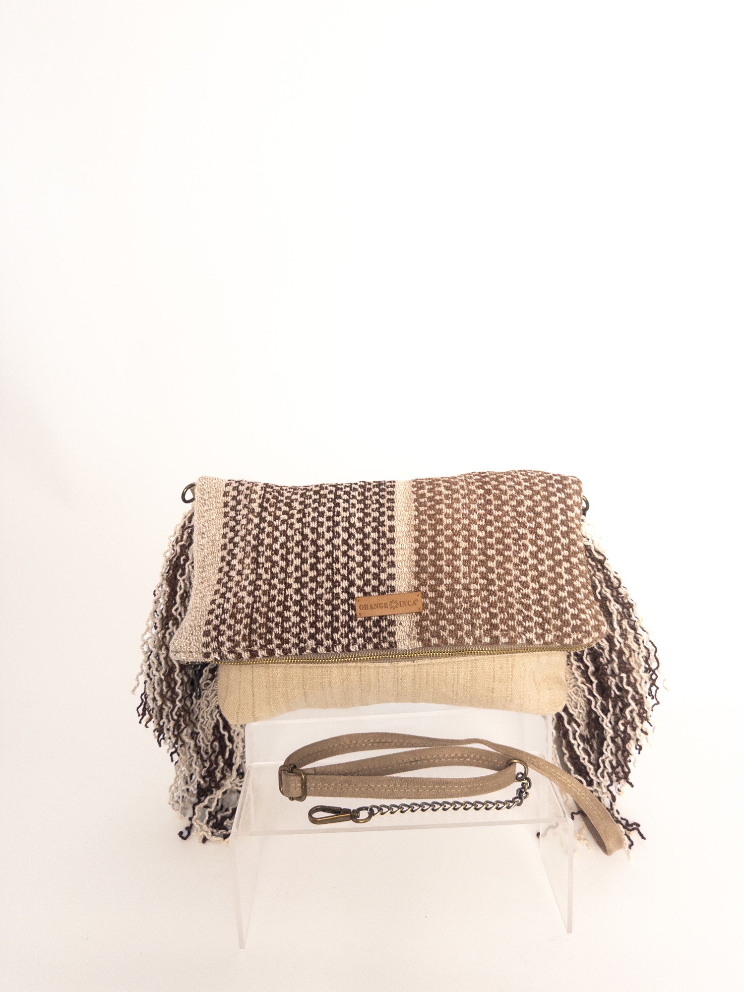 Manta Fringe Clutch - Alpaca in Browns, Camel and Ivory