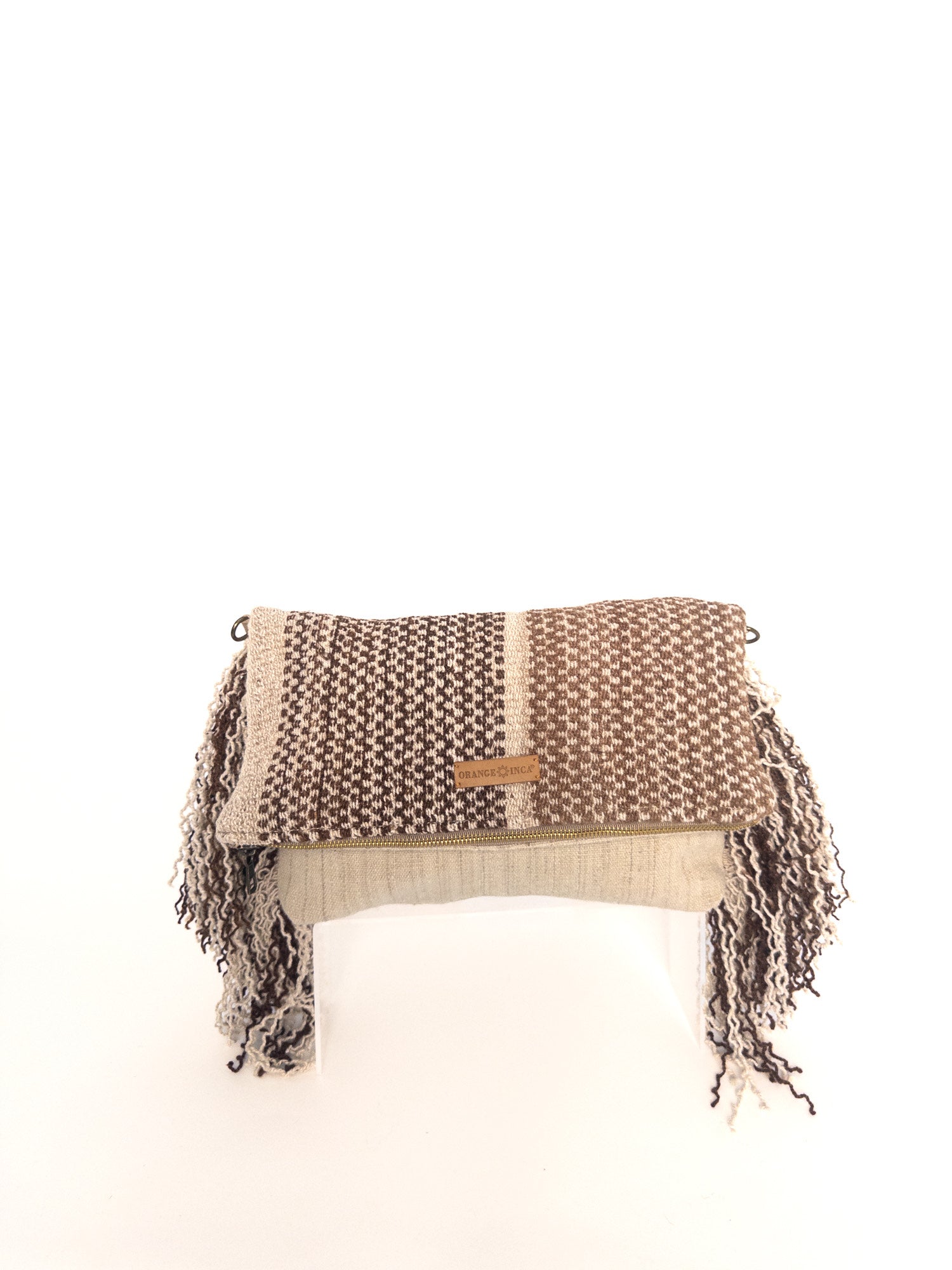 Manta Fringe Clutch - Alpaca in Browns, Camel and Ivory
