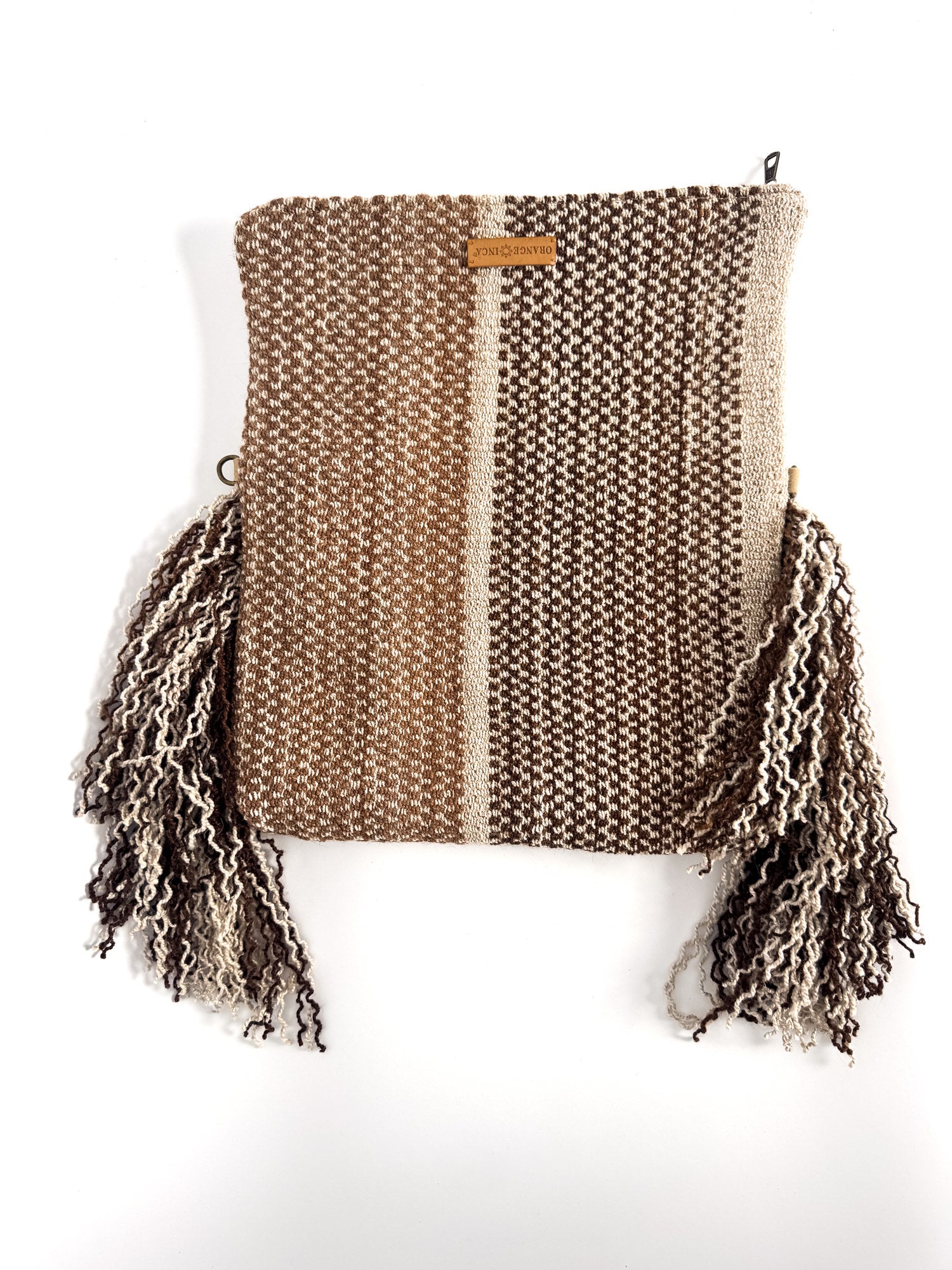 Manta Fringe Clutch - Alpaca in Browns, Camel and Ivory
