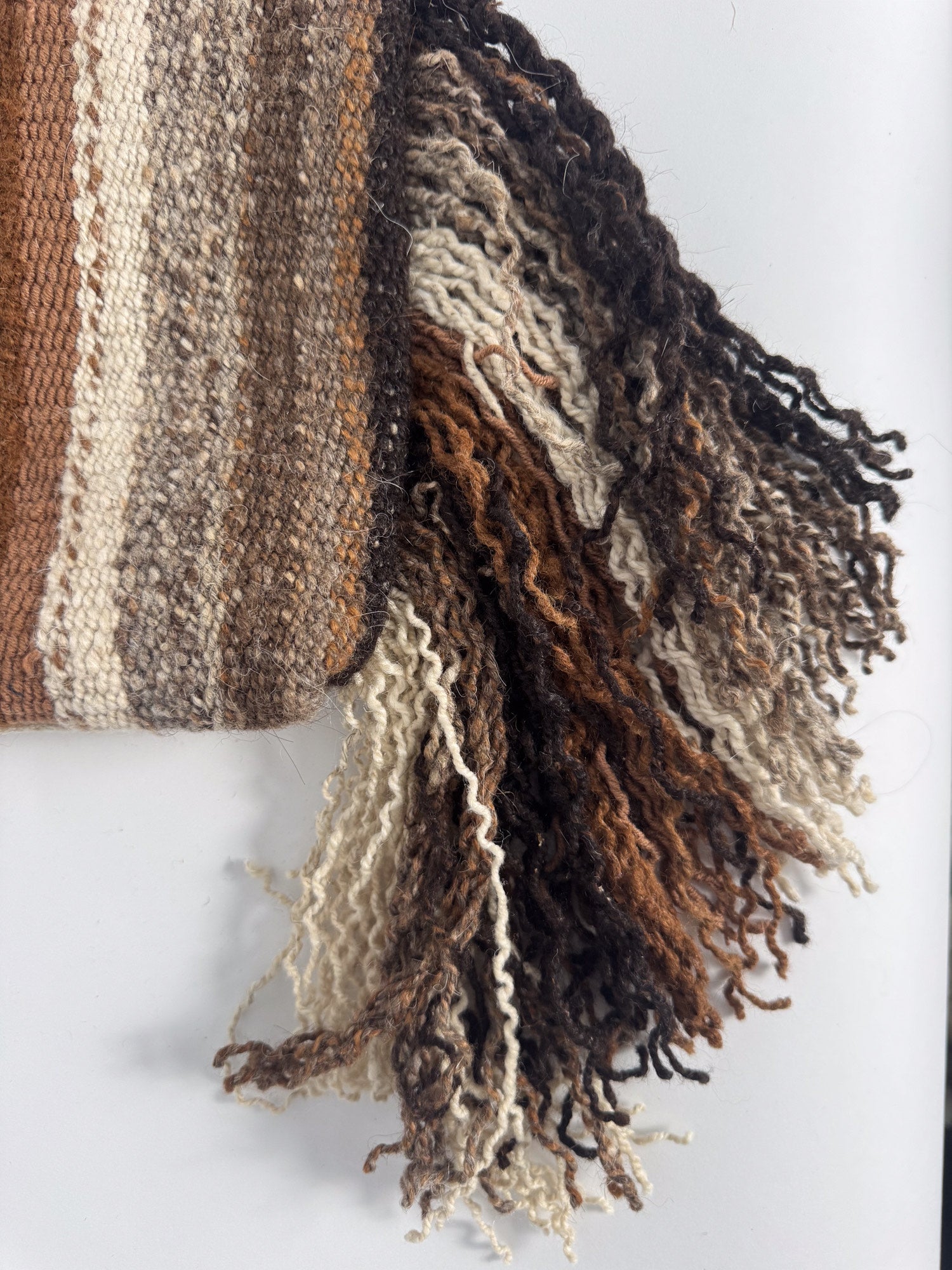 Manta Fringe Clutch - Browns and Ivory Stripes