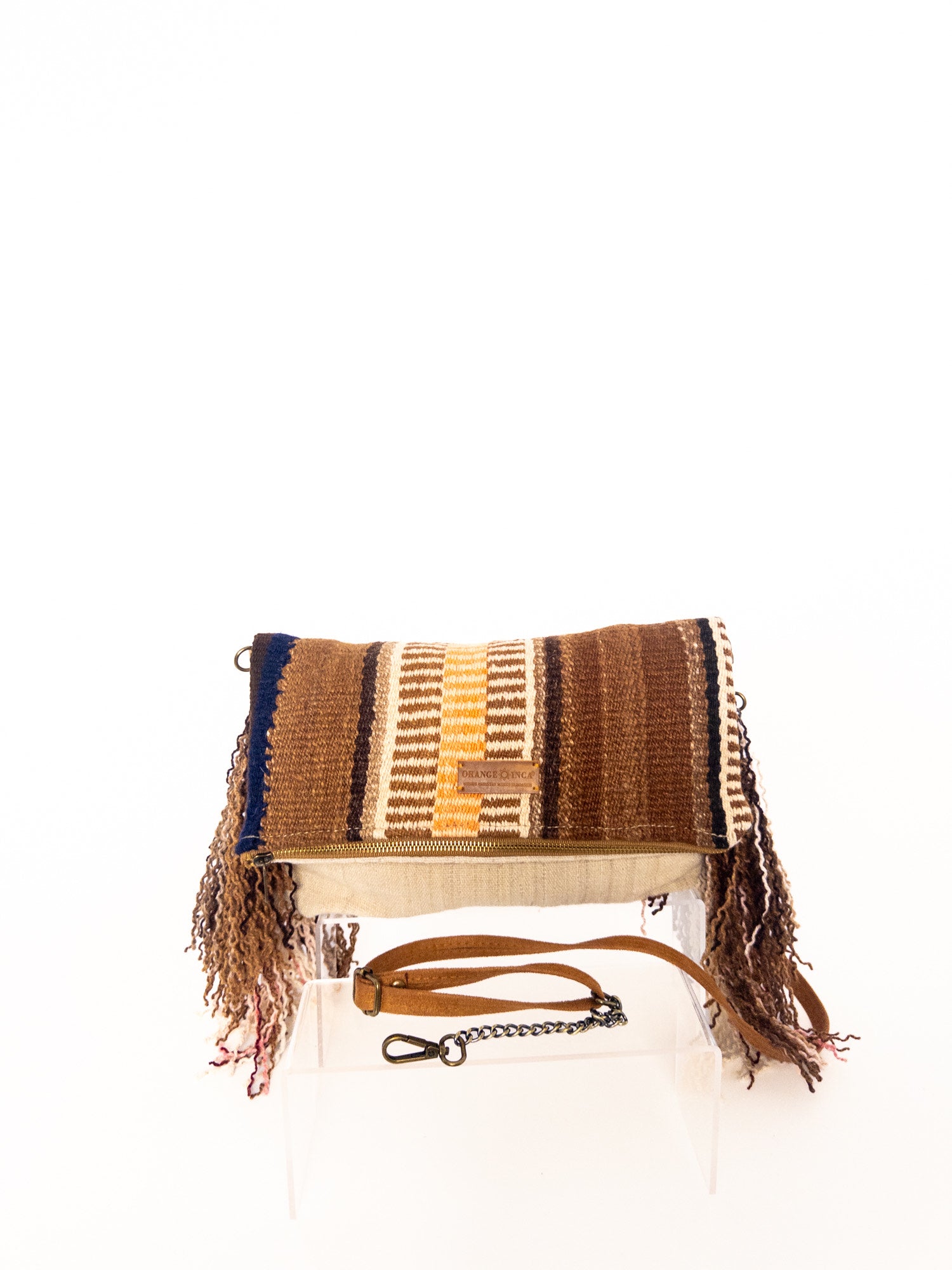 Manta Fringe Clutch - Browns and Washed Orange