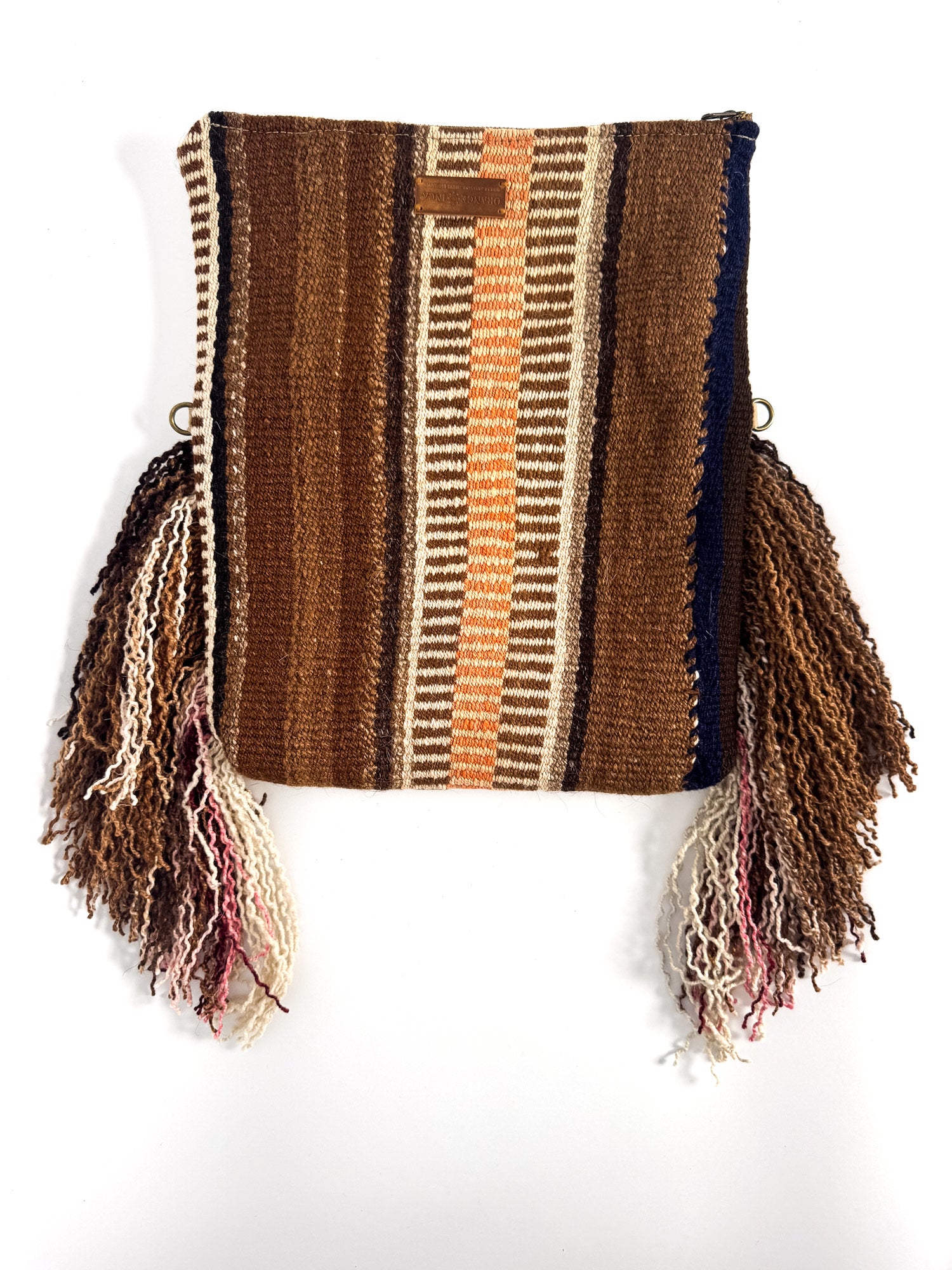 Manta Fringe Clutch - Browns and Washed Orange