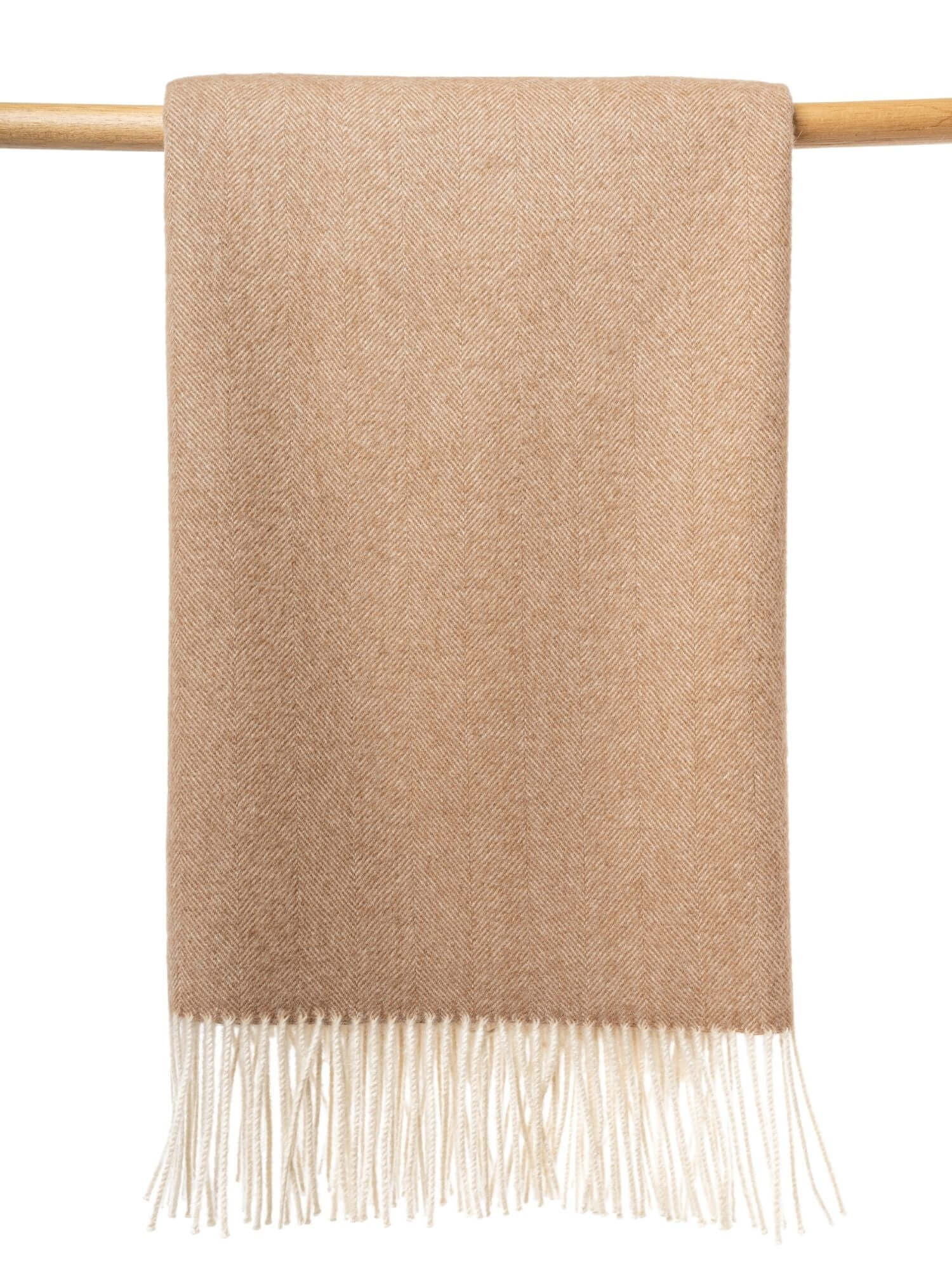 Peruvian made alpaca wool throw in herringbone camel - softer than cashmere luxury blanket handcrafted in Peru with premium sustainable wool