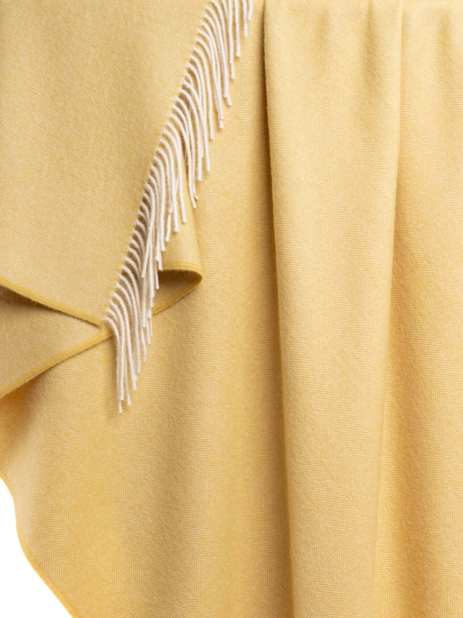 Premium herringbone alpaca wool throw blanket in yellow - luxury sustainable throw