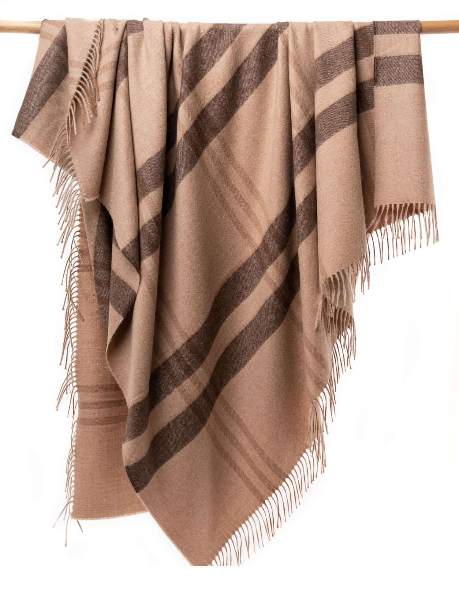 Undyed Plaid Throw, Baby Alpaca - Camel