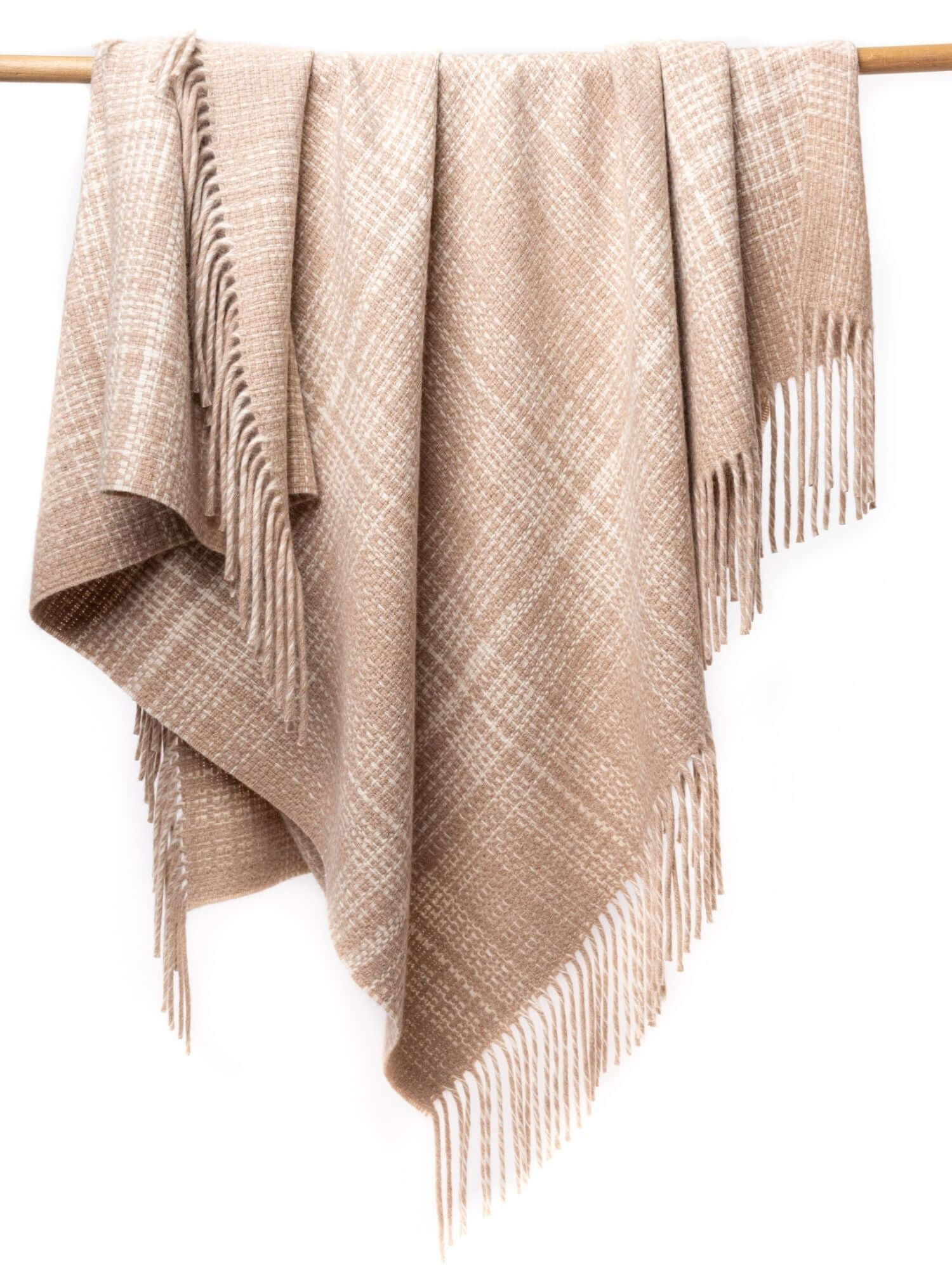 Rustic Plaid Throw, Baby Alpaca & Wool - Tan