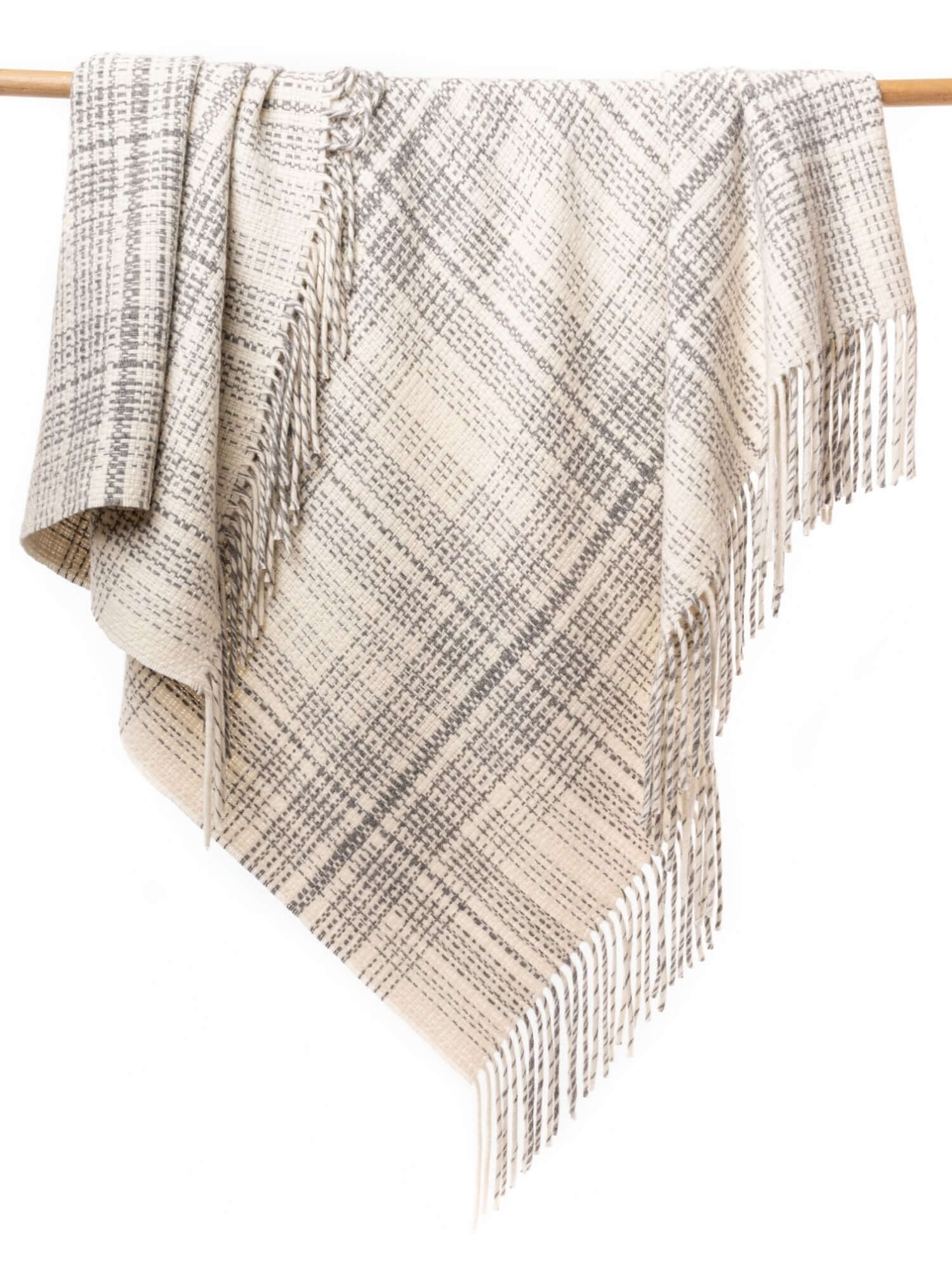 Rustic Plaid Throw, Baby Alpaca - Ivory