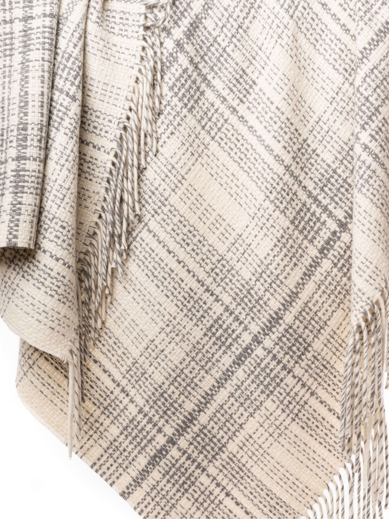 Chunky Peruvian made alpaca wool throw in white and gray - softer than cashmere luxury blanket handcrafted in Peru with premium sustainable wool