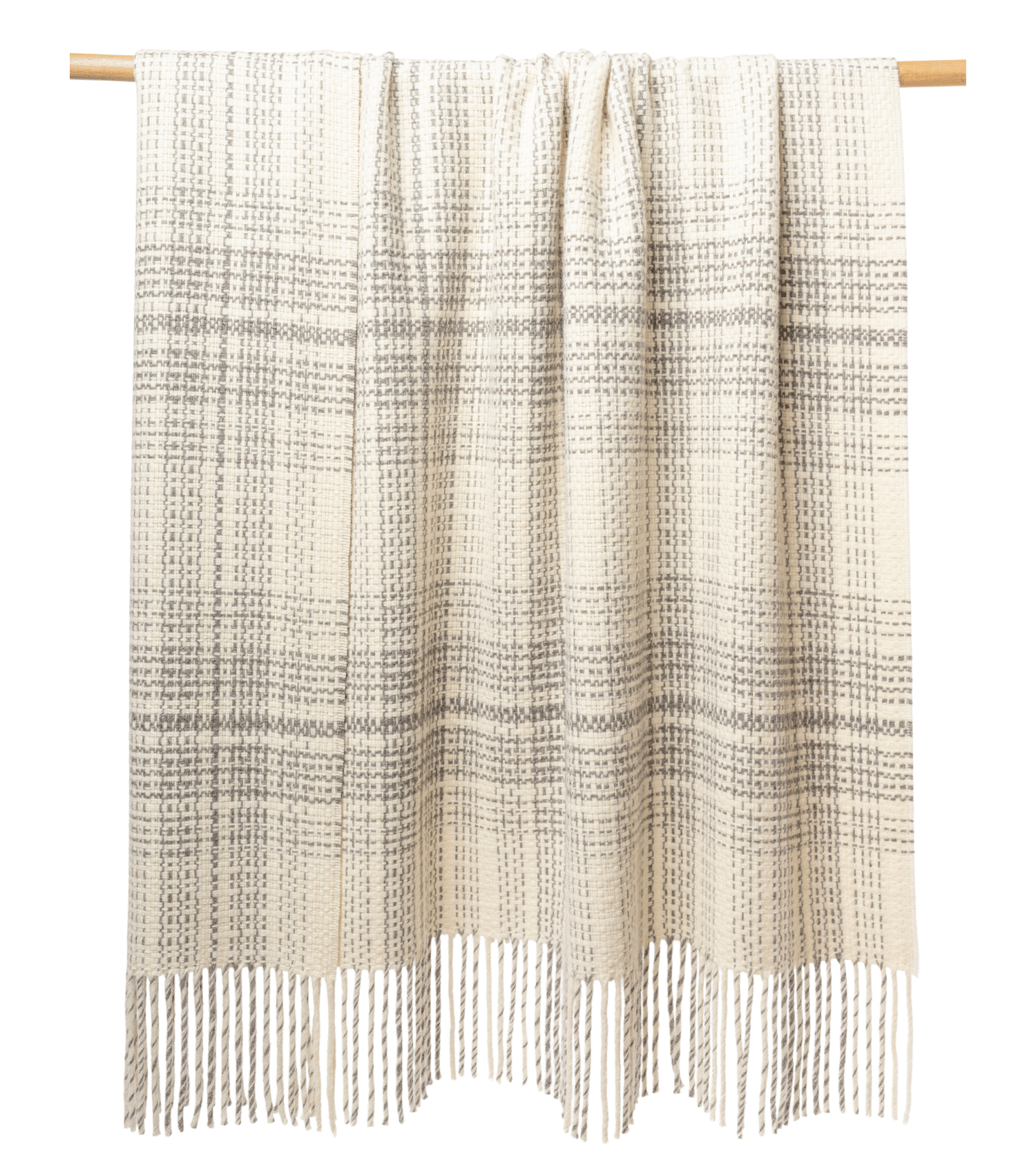 Rustic Plaid Throw, Baby Alpaca - Ivory