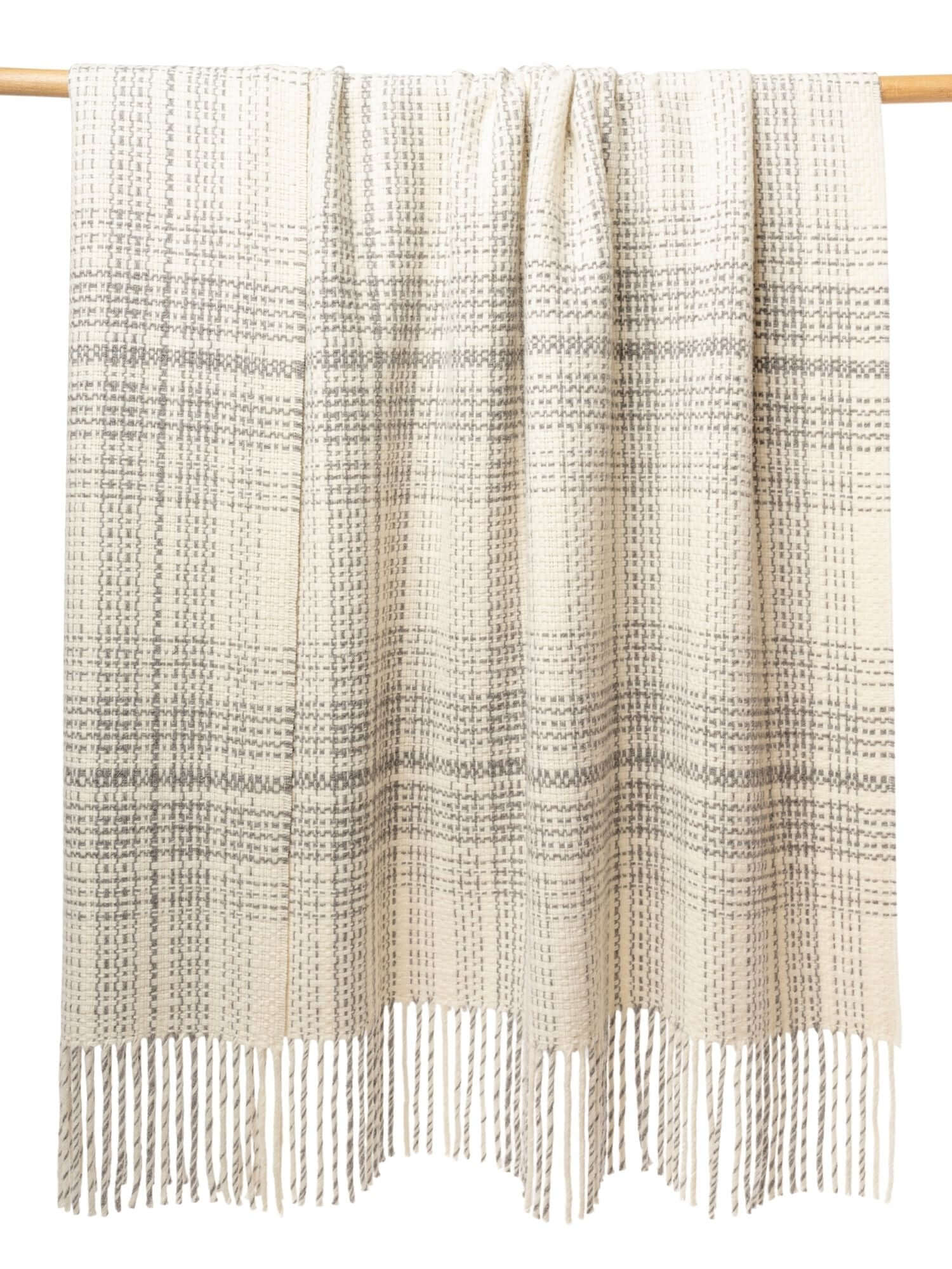 Rustic Plaid Throw, Baby Alpaca - Ivory