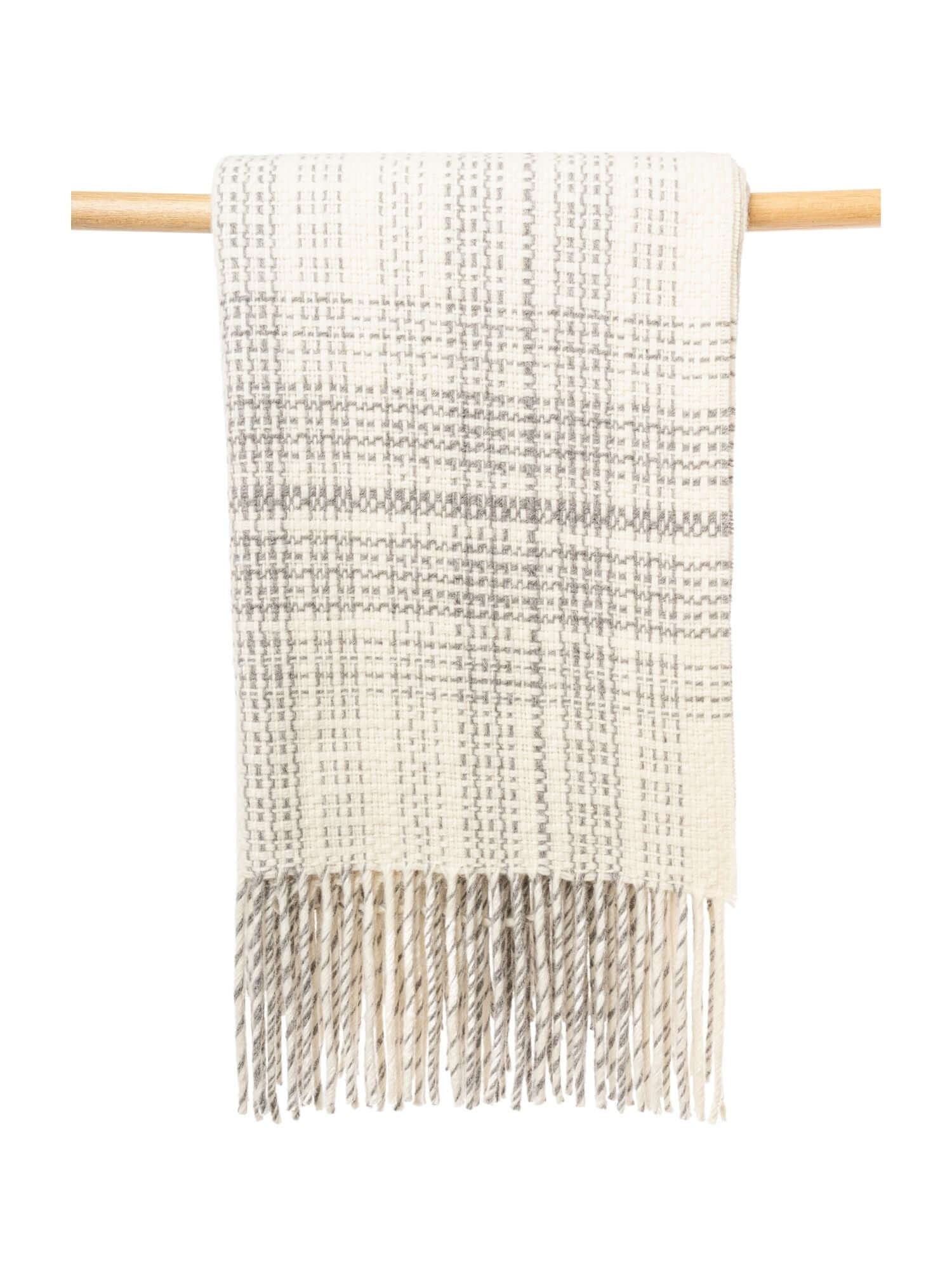 Rustic Plaid Throw, Baby Alpaca - Ivory