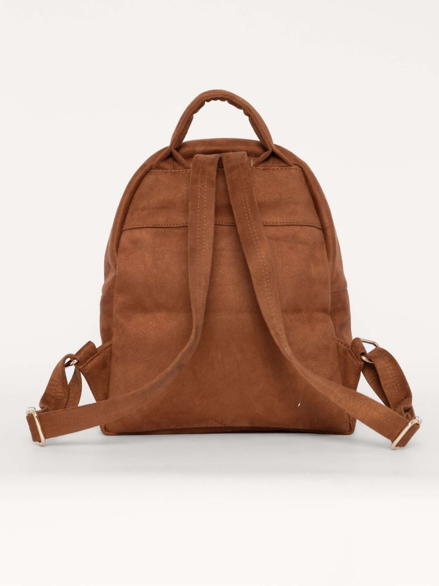 Back view of pink-accented wool backpack with suede straps – comfortable, ethical and beautifully made