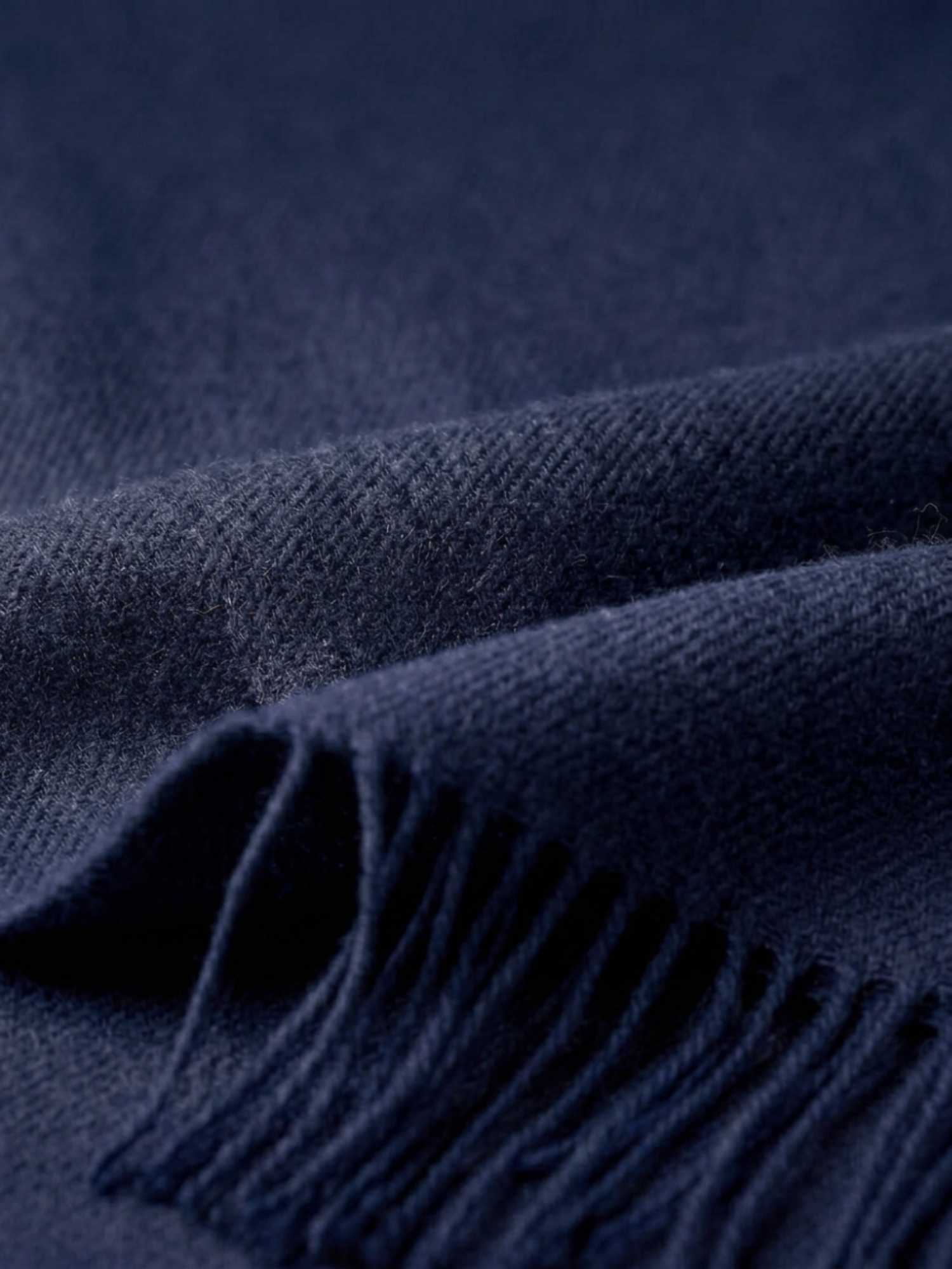 Close-up texture of navy blue baby alpaca shawl – ultra-soft natural fibre | Orange Inca