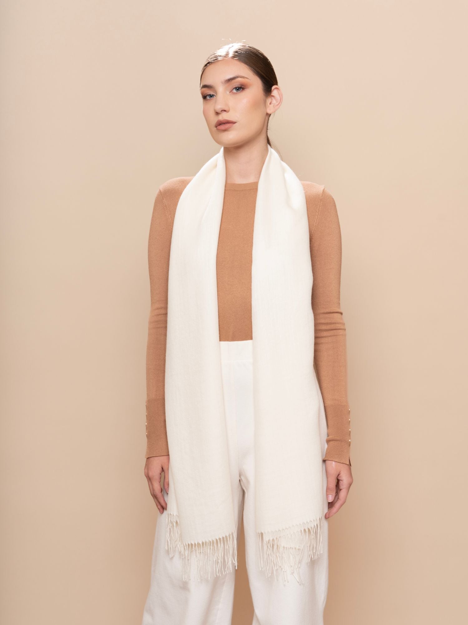 Baby Alpaca and Silk Shawl - White