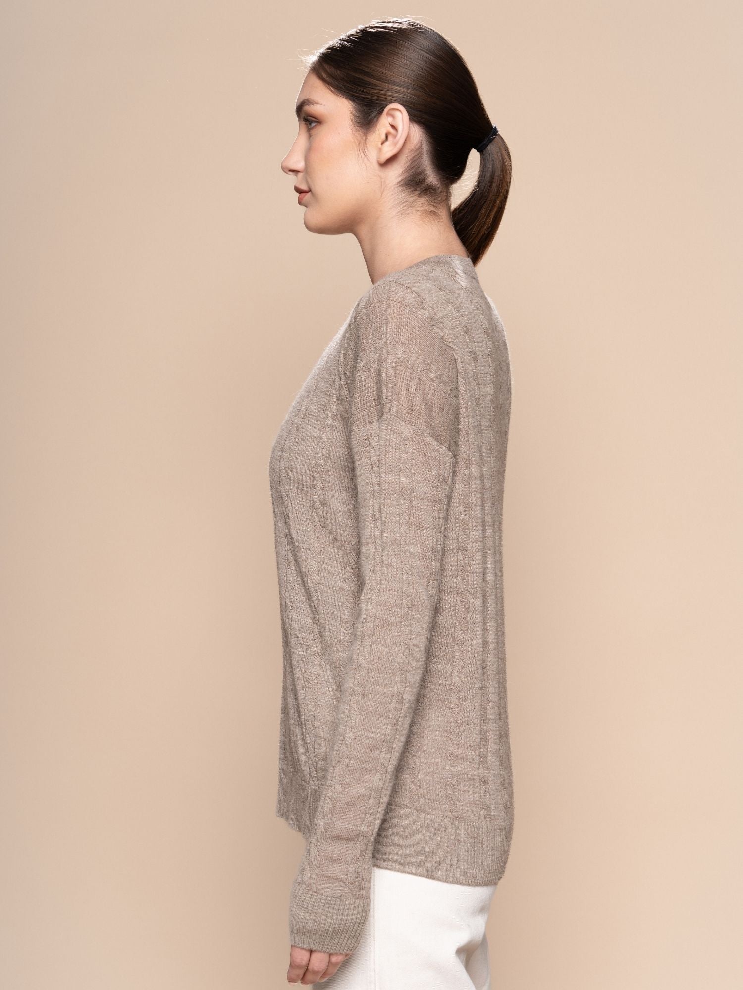 Braid Alpaca Knit Sweater - Cinnamon