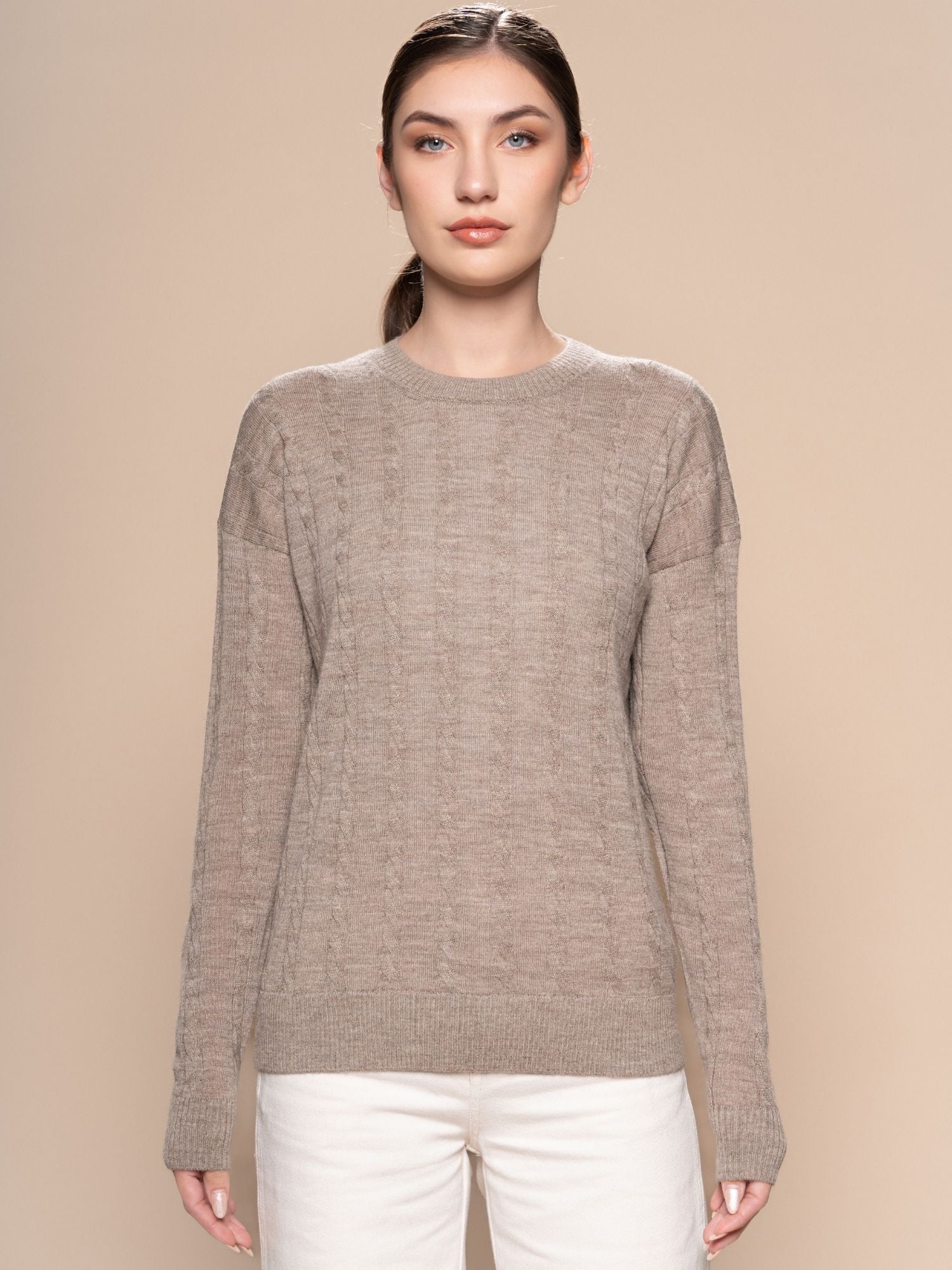 Braid Alpaca Knit Sweater - Cinnamon