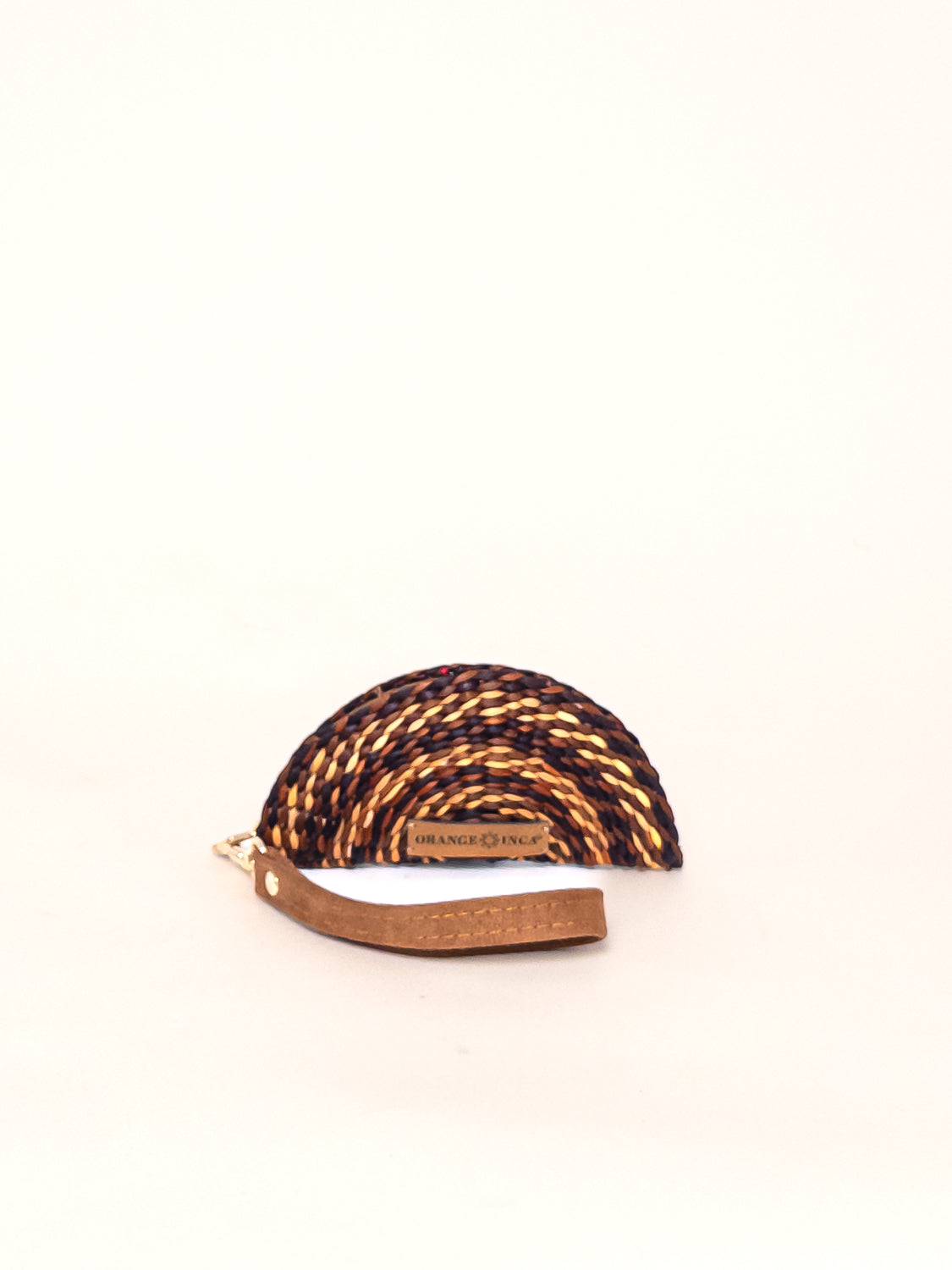 Gran Fiesta Coin Purse – Faux Suede Strap, circular woven pouch, natural fibres, detachable faux suede strap, zip closure.