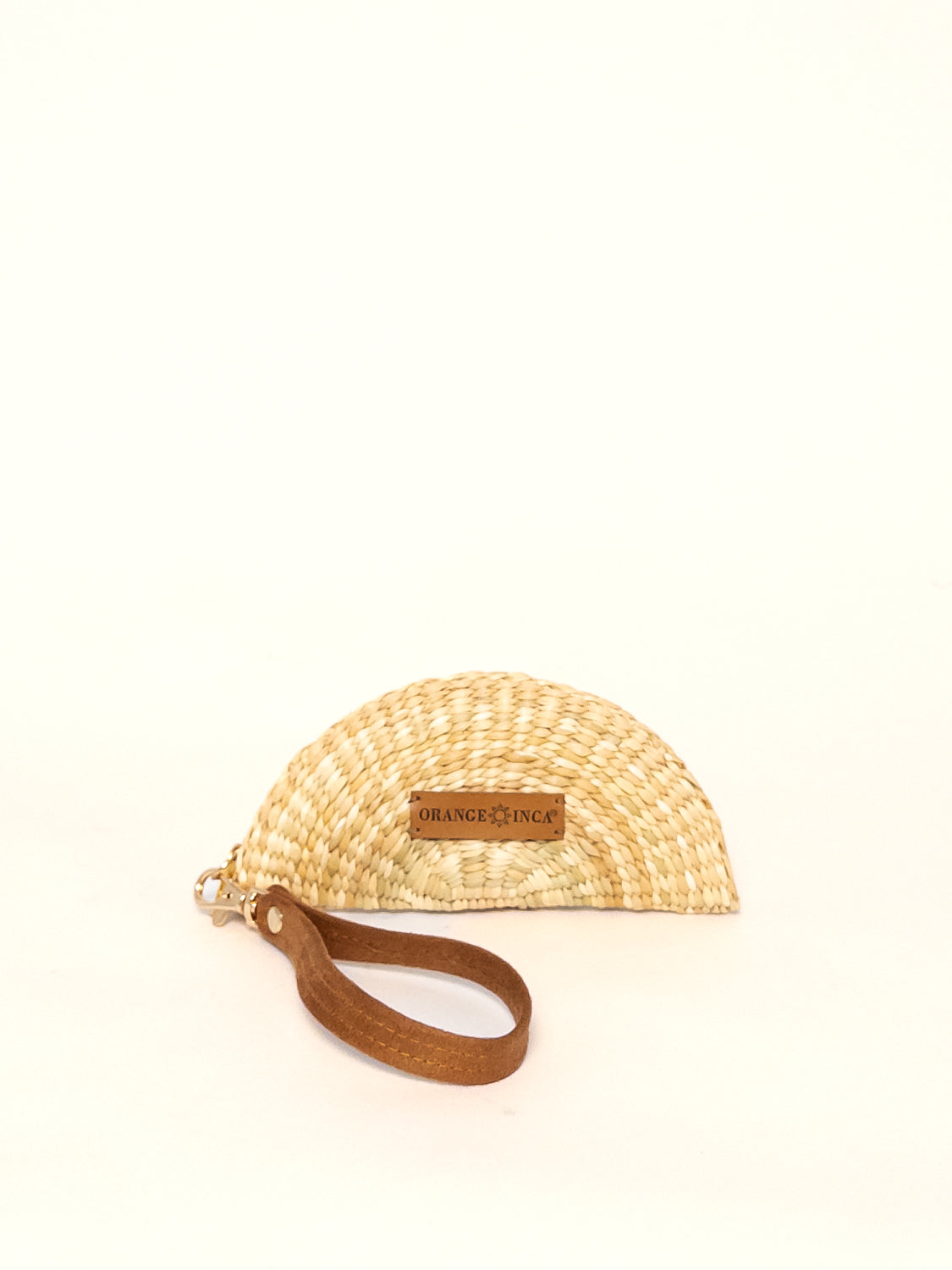 Gran Fiesta Coin Purse – Faux Suede Strap, beige woven coin purse, faux suede strap, zip closure, compact design.