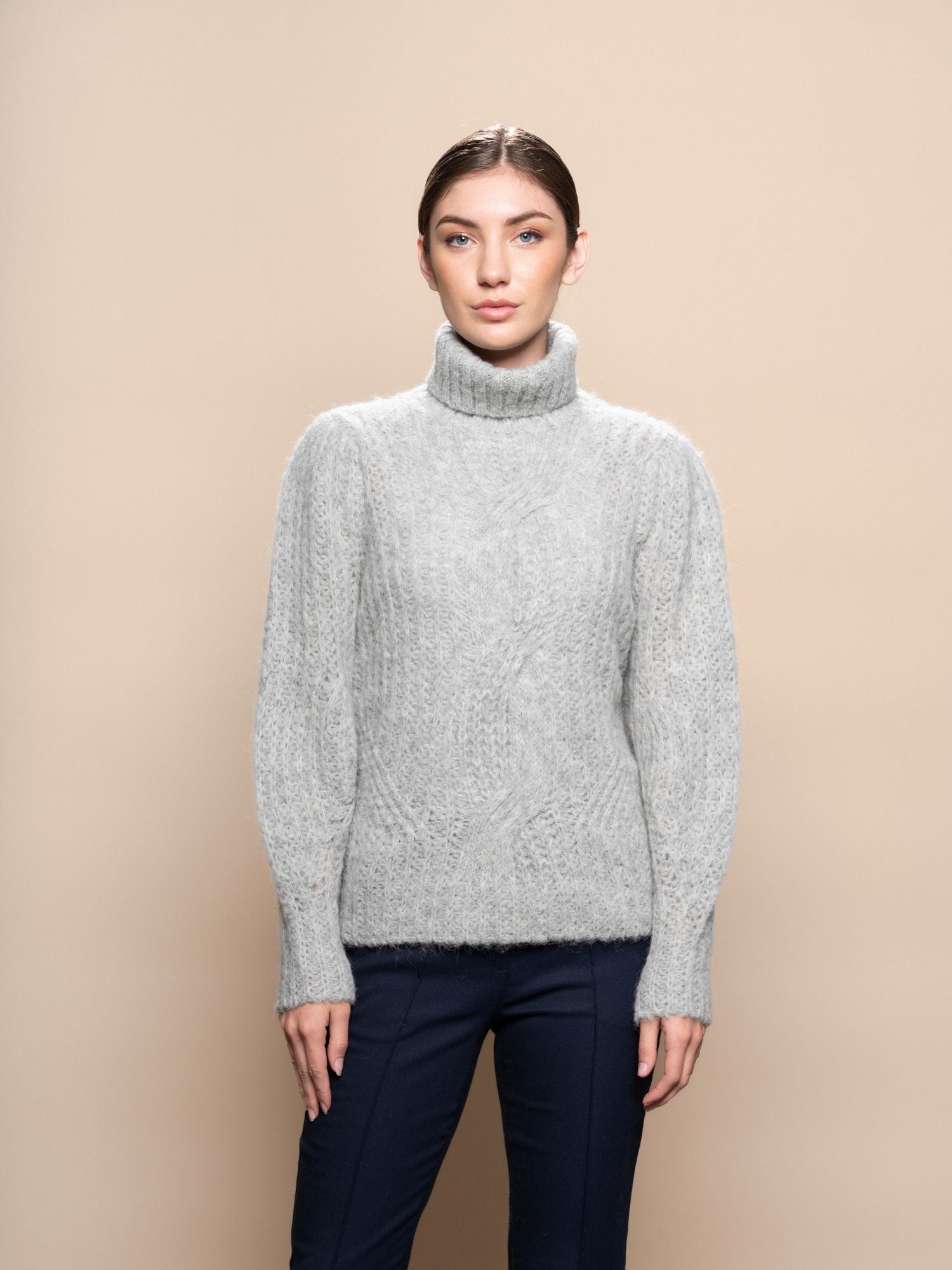 Cozy Turtle Neck Sweater - Light Gray