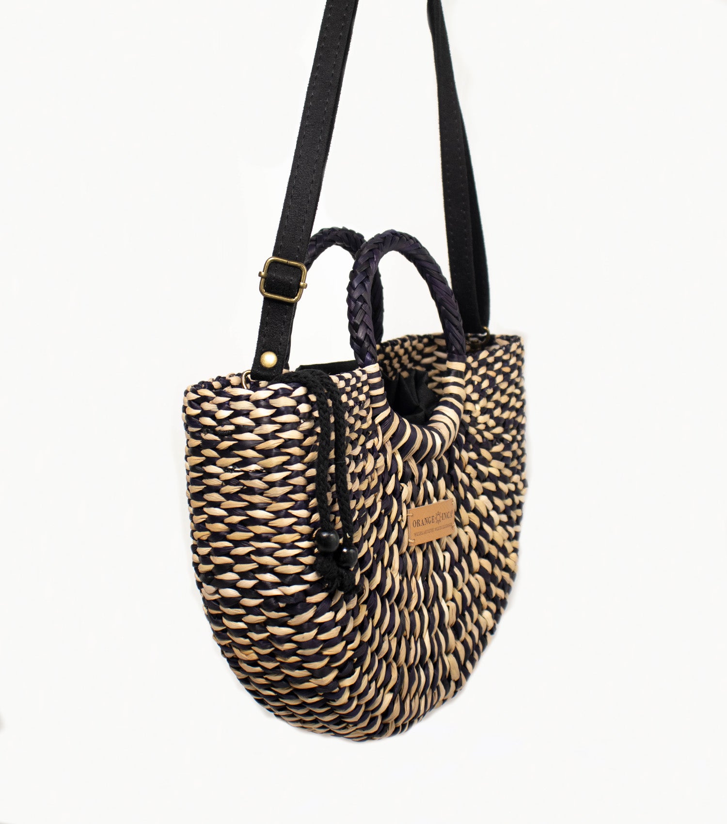 Sustainable Fiesta Crossbody Bag - Black and Natural Marbled