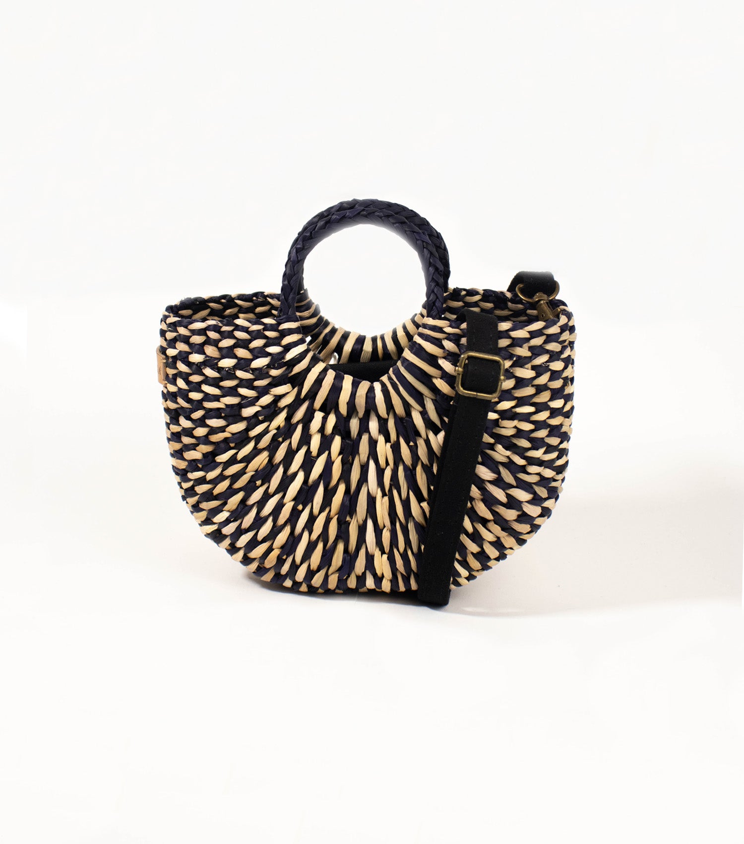 Fiesta Mini Crossbody Bag - Navy Blue and Natural Marbled