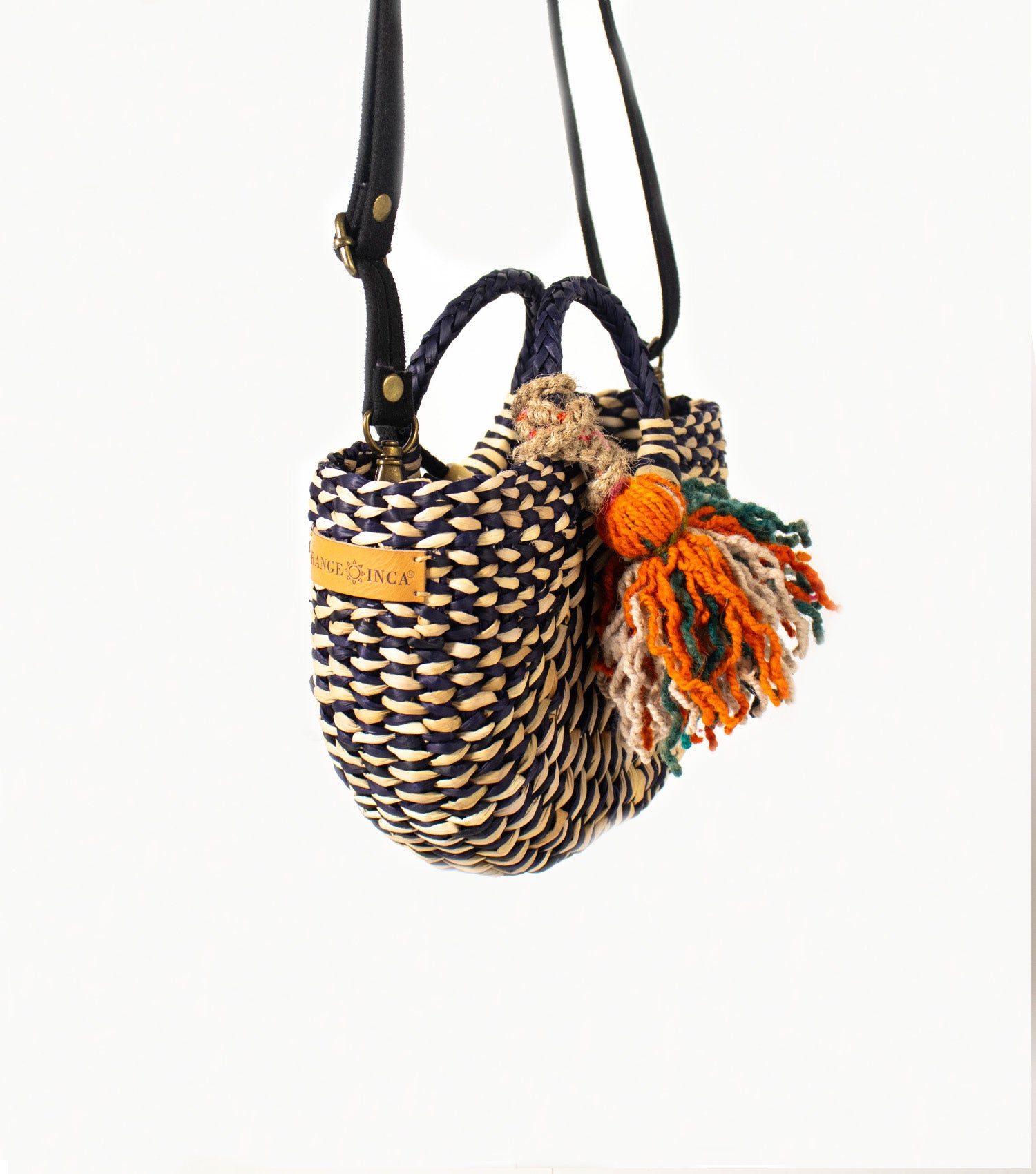 Fiesta Mini Crossbody Bag - Navy Blue and Natural Marbled