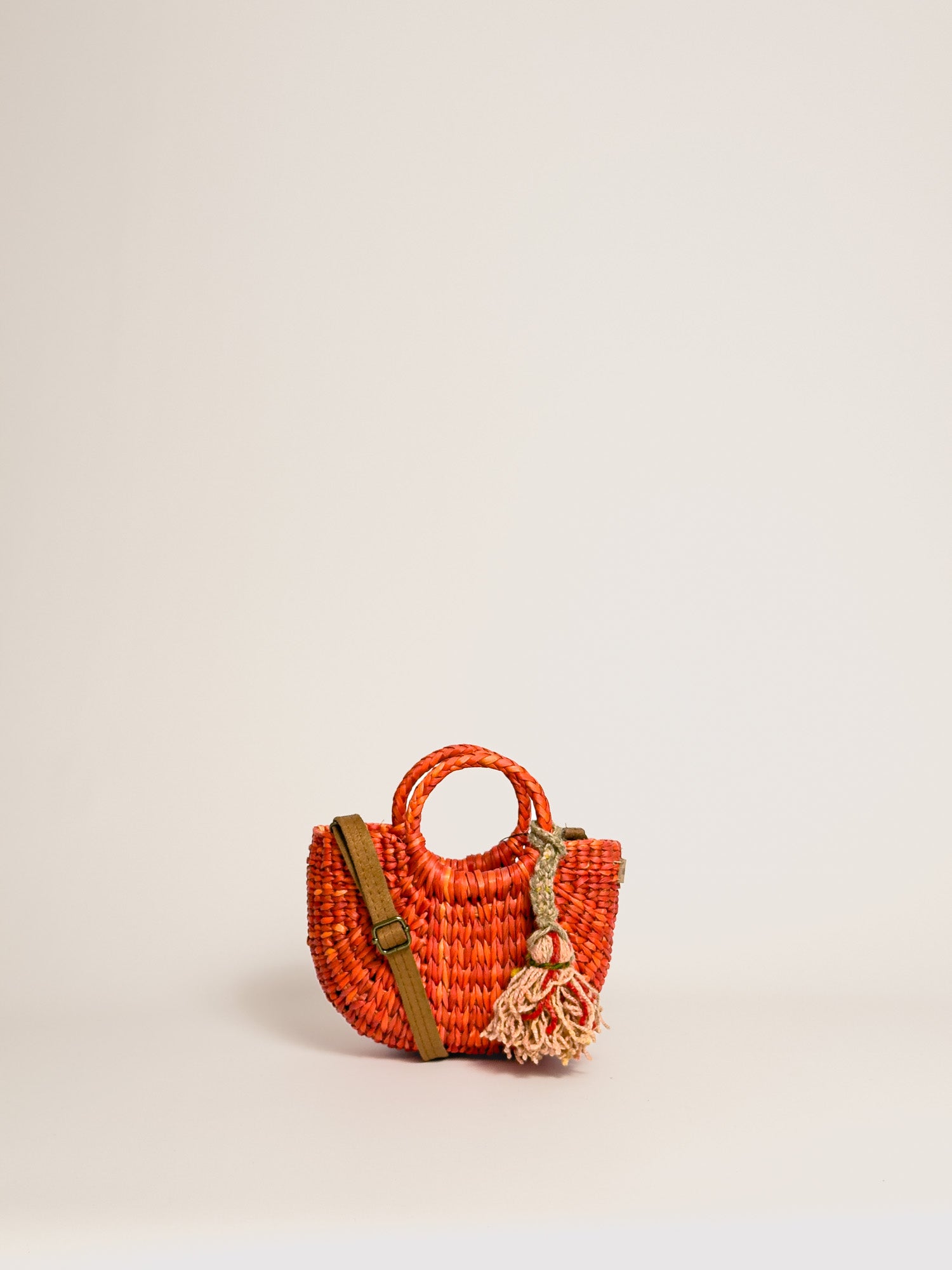 Designer straw crossbody bag by Orange Inca - mini purse | Orange