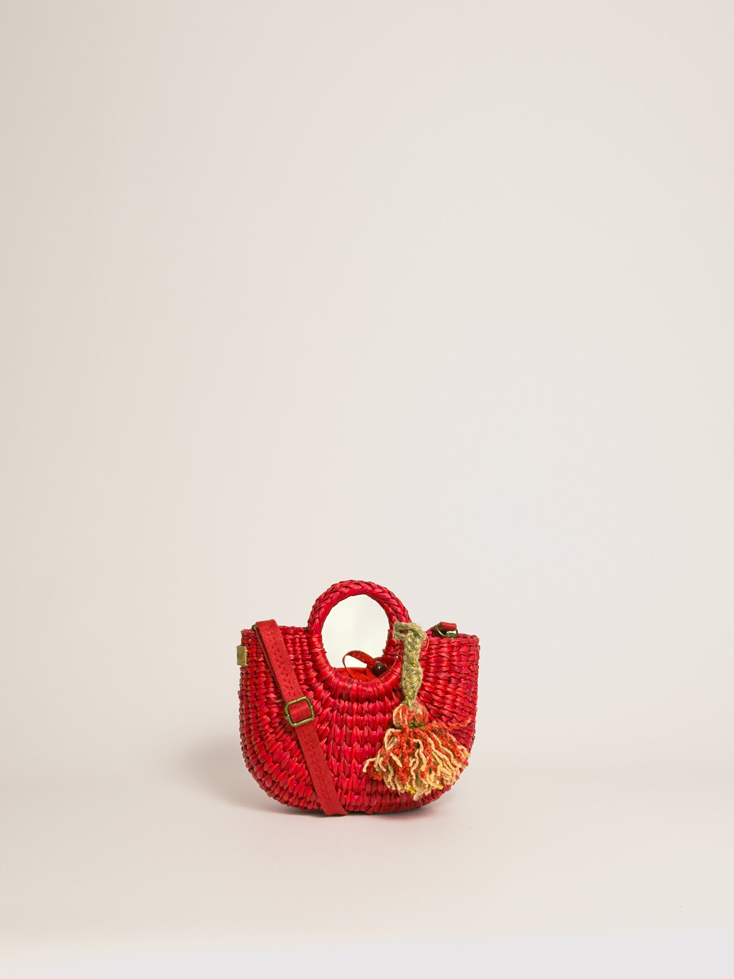 Designer straw crossbody bag by Orange Inca - mini purse | Red