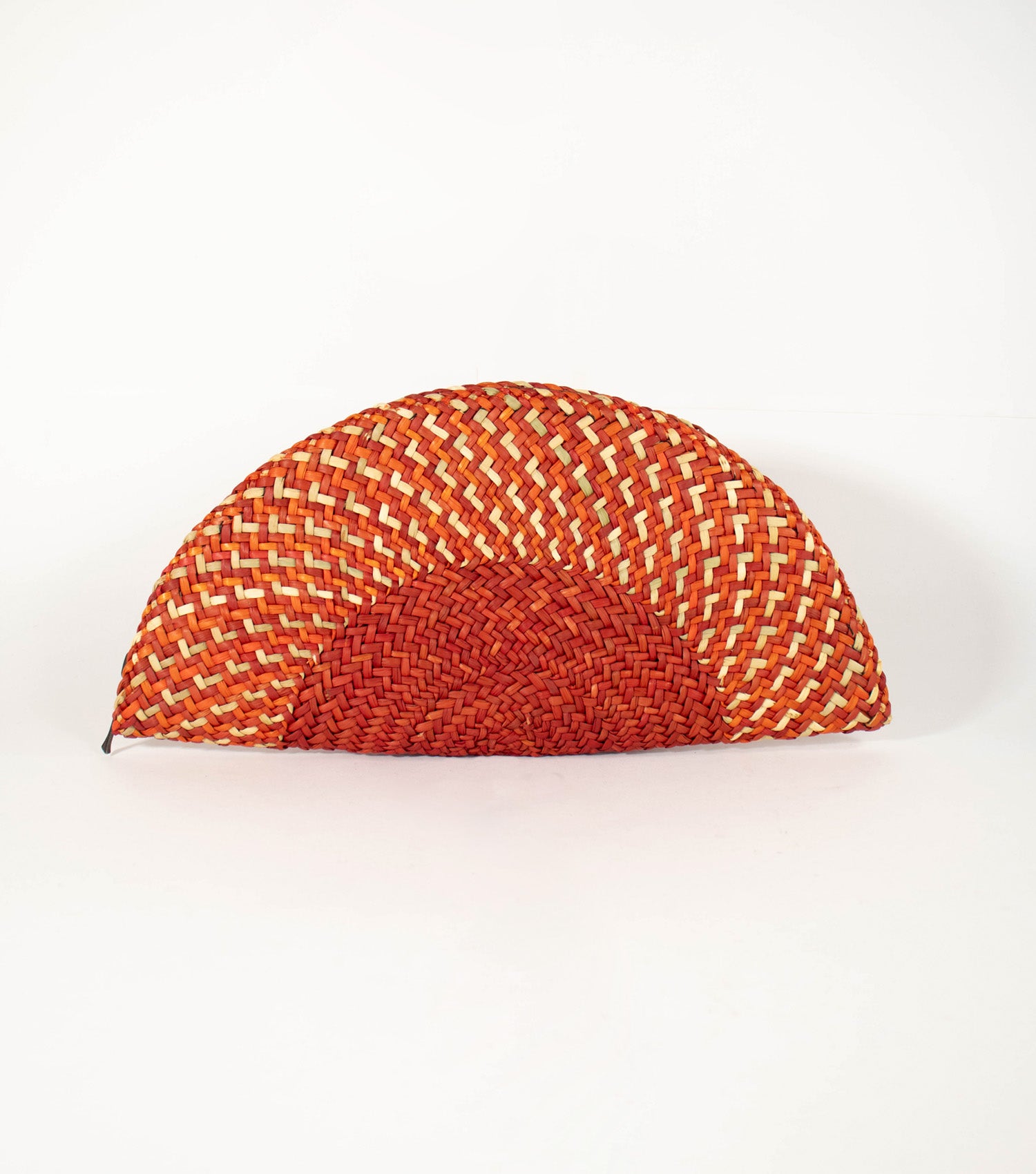 Rear view of Flamenco Clutch - Orange Fusion and Natural  with detailed stitching.