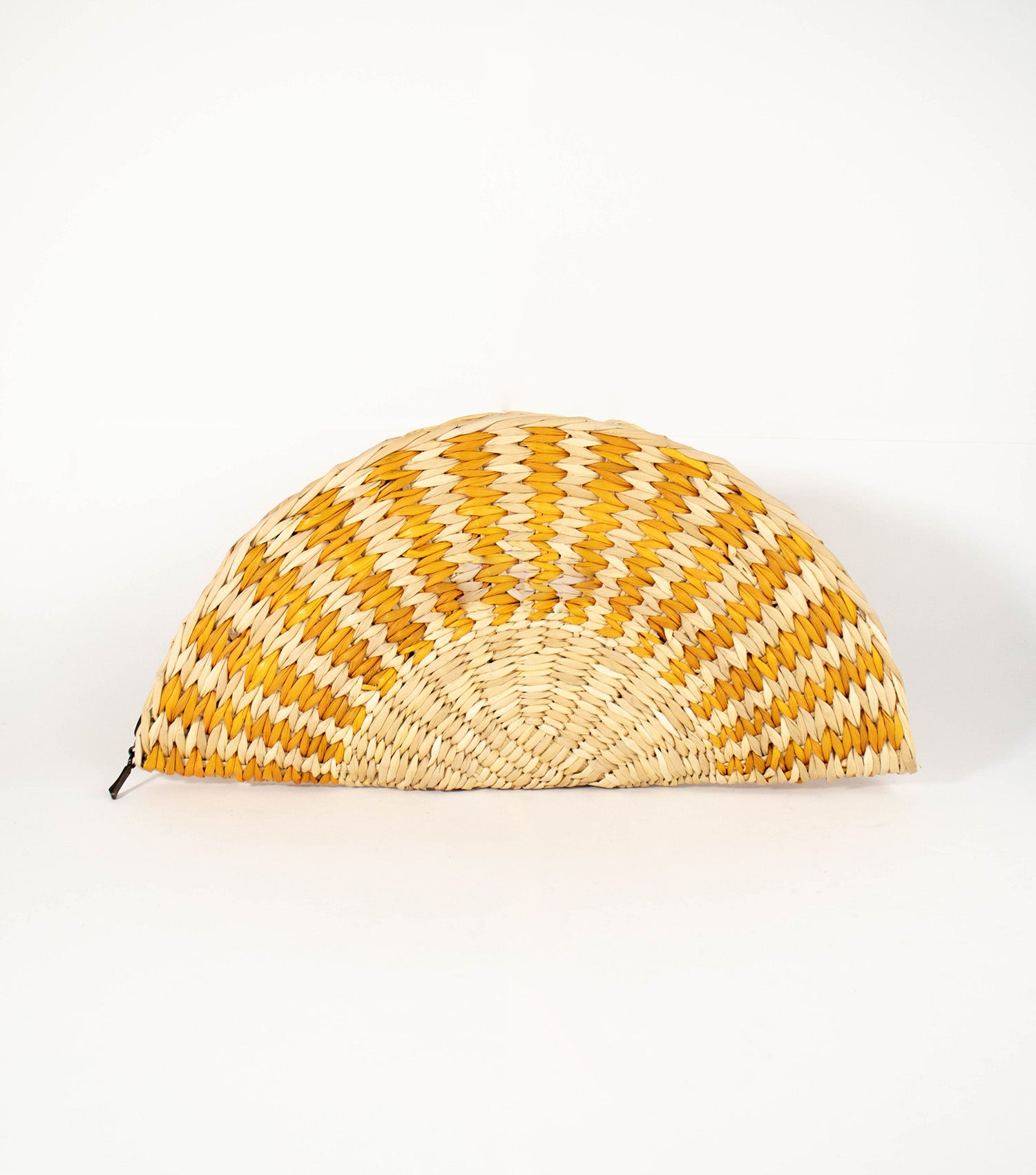 Rear view of Flamenco Classic Clutch -  Natural and Yellow with detailed stitching.