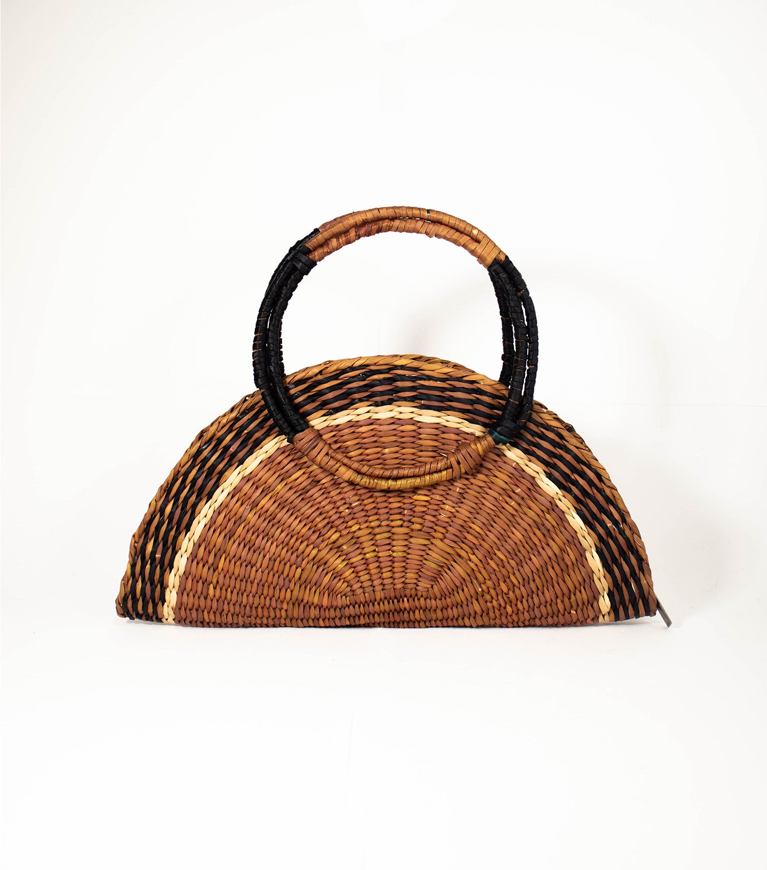 Rear view of Flamenco Swing - detailed with Brown, Black and Natural and exquisite stitching, reflecting artisan quality.