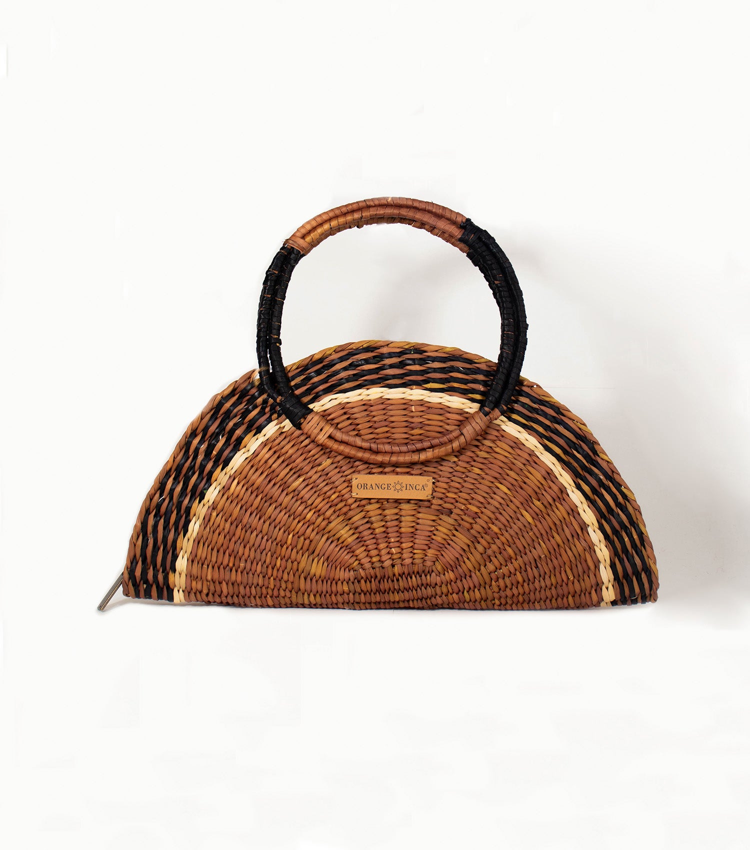 Flamenco Swing front view - showcasing vibrant Brown, Black and Natural tones and intricate craftsmanship, complemented by the Orange Inca logo on vegetable leather.