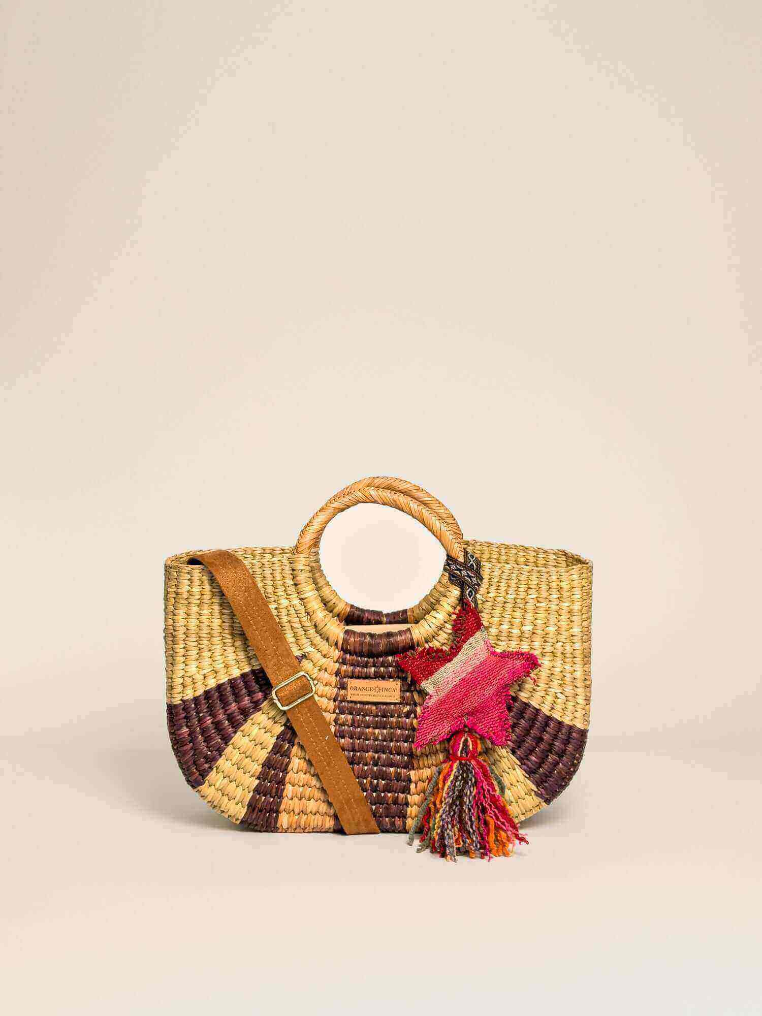 Gran Fiesta Crossbody Tote - Burgundy, Brown and Natural