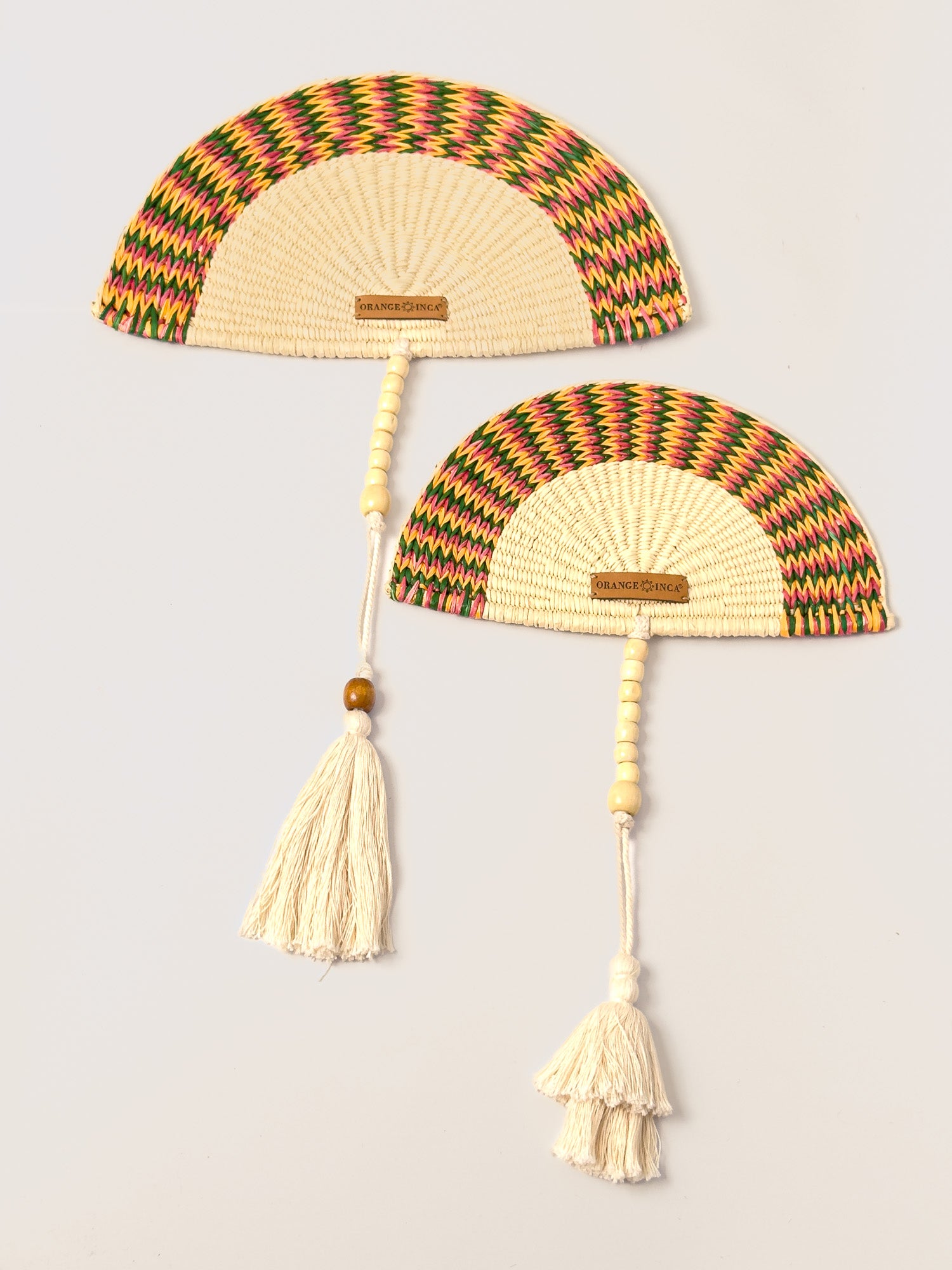 Straw Hand Fan - Half Moon Shaped | Small or Medium