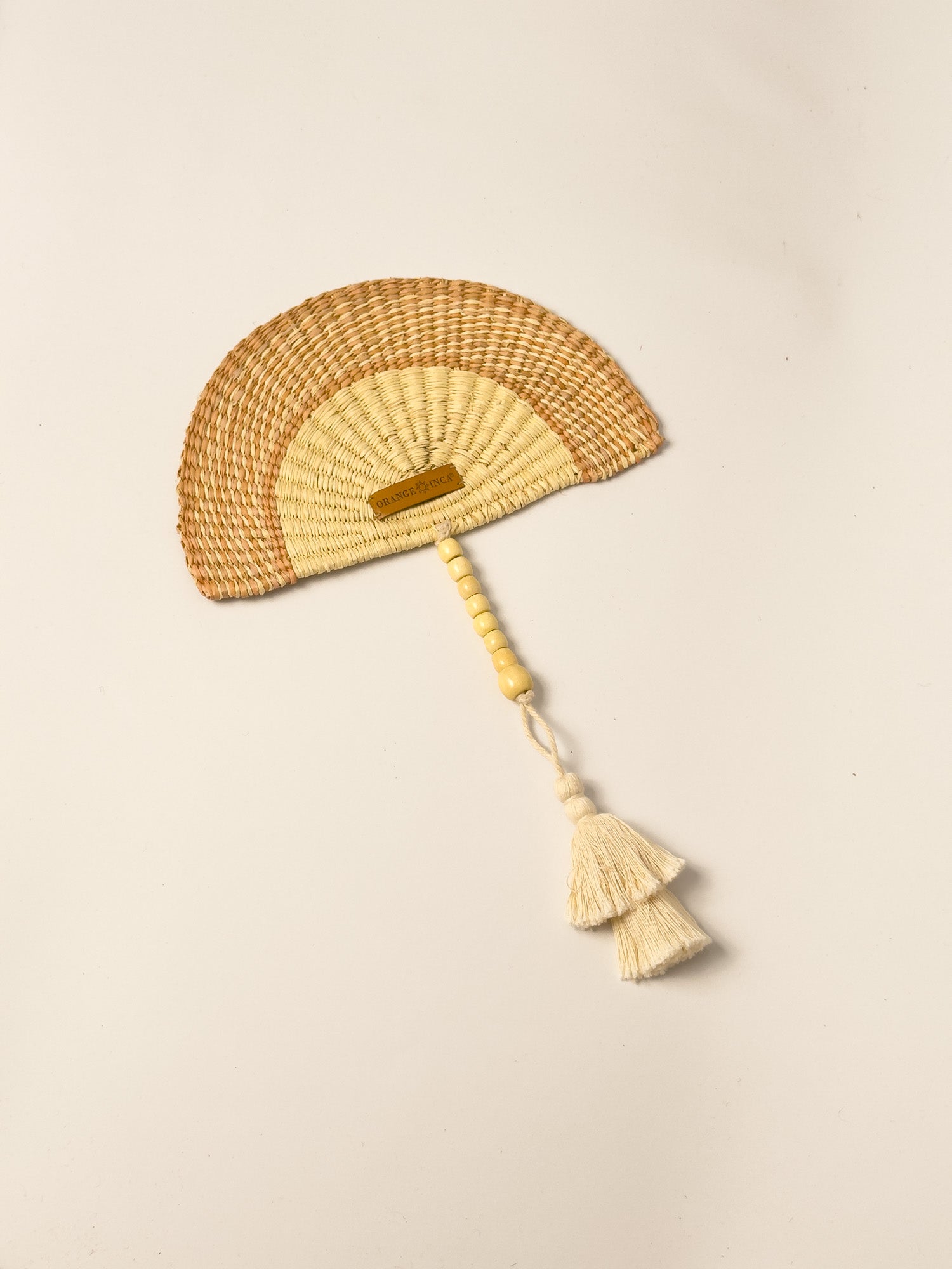 Straw Hand Fan - Half Moon Shaped | Small or Medium