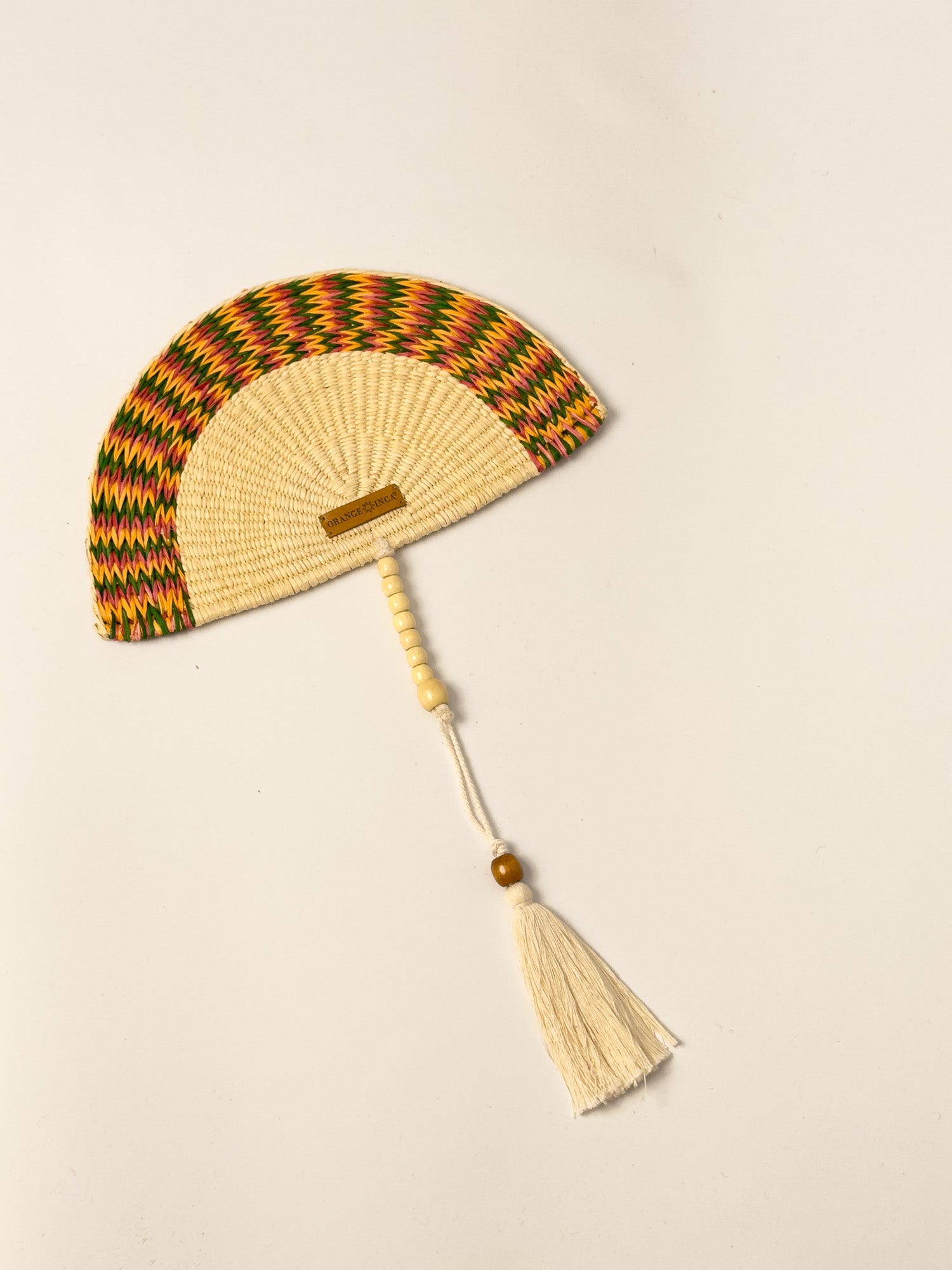 Straw Hand Fan - Half Moon Shaped | Small or Medium