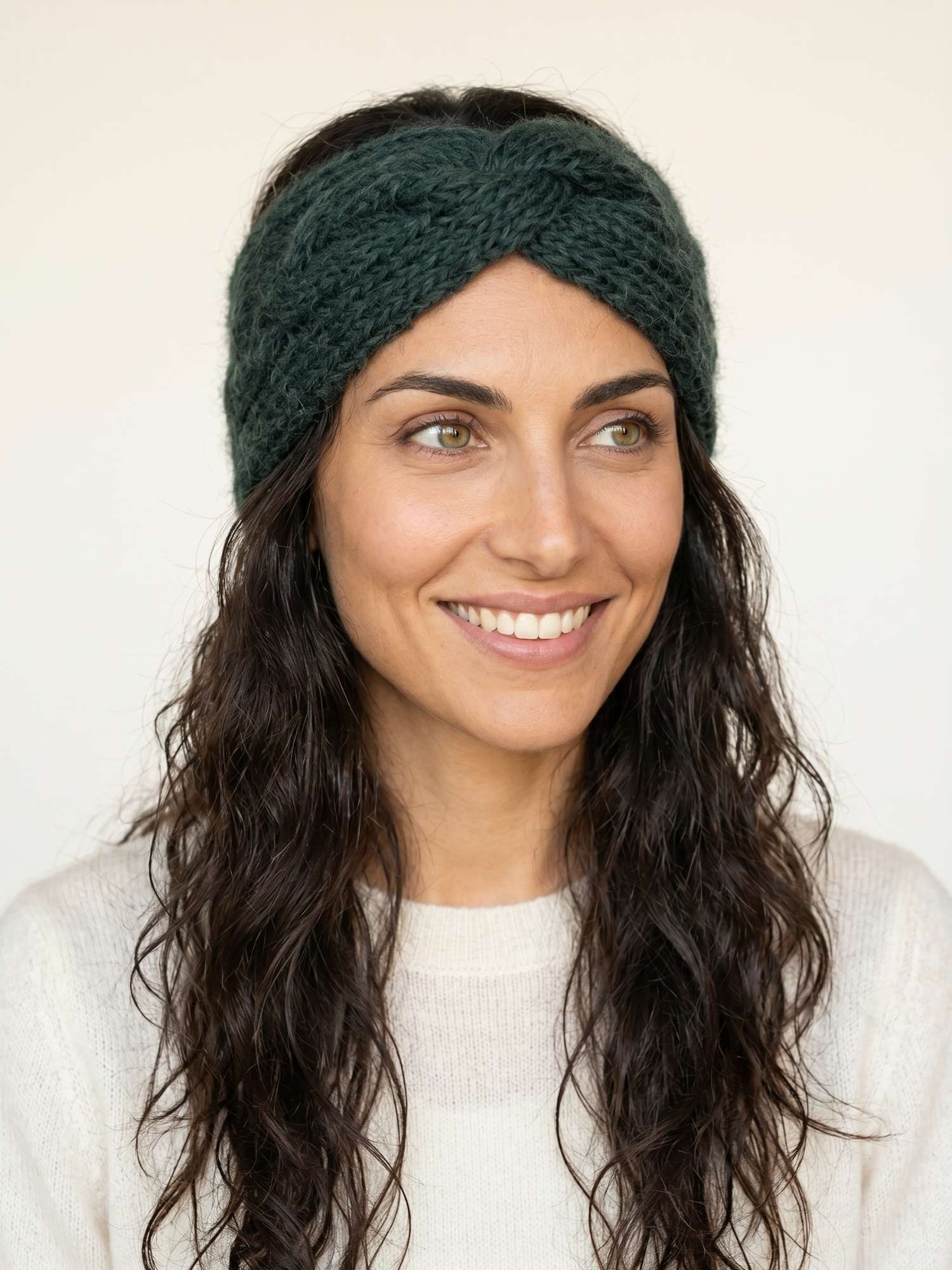 Alpaca Braided Headband - Forest Green