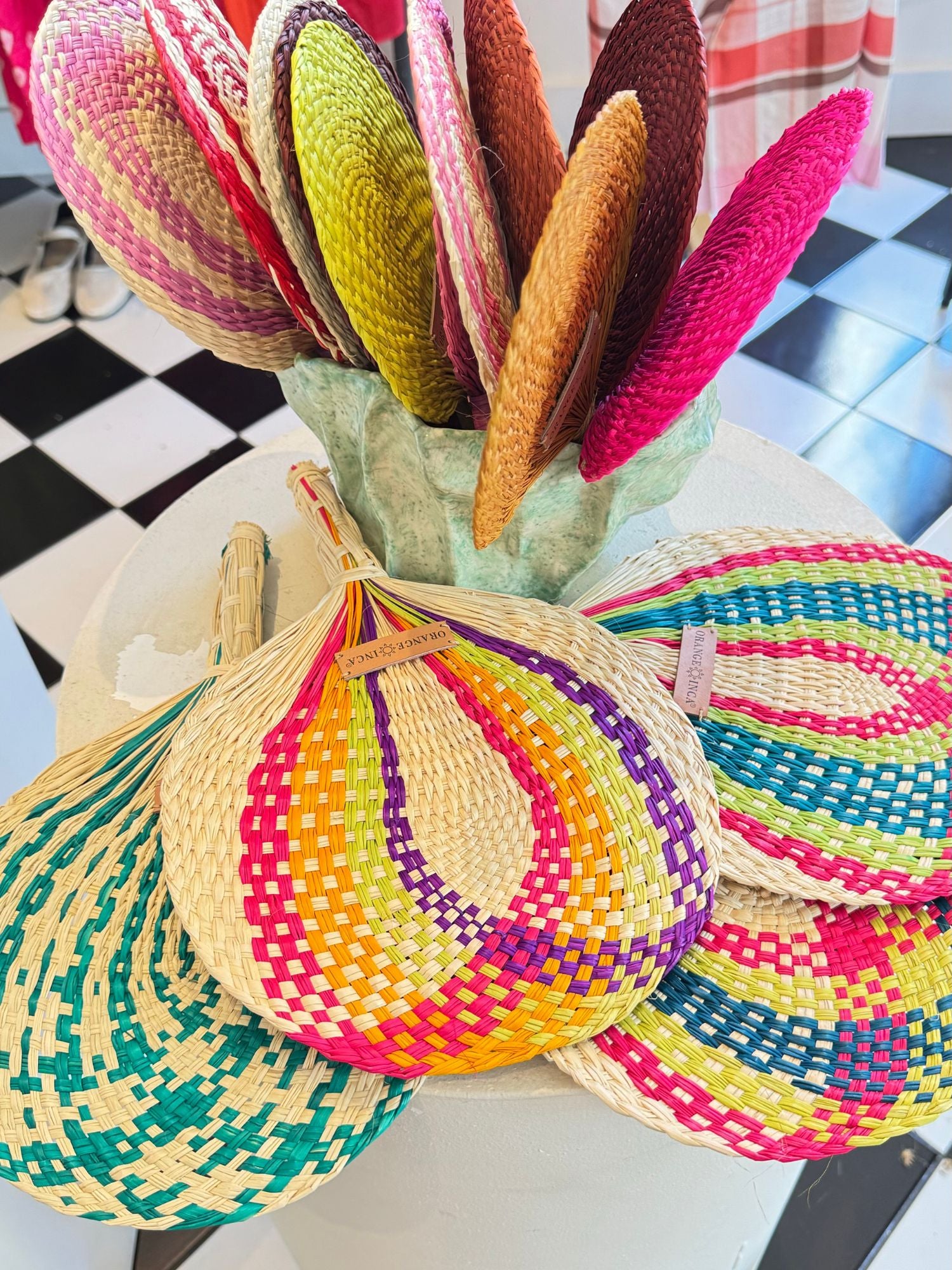 Straw Circle Hand Fan