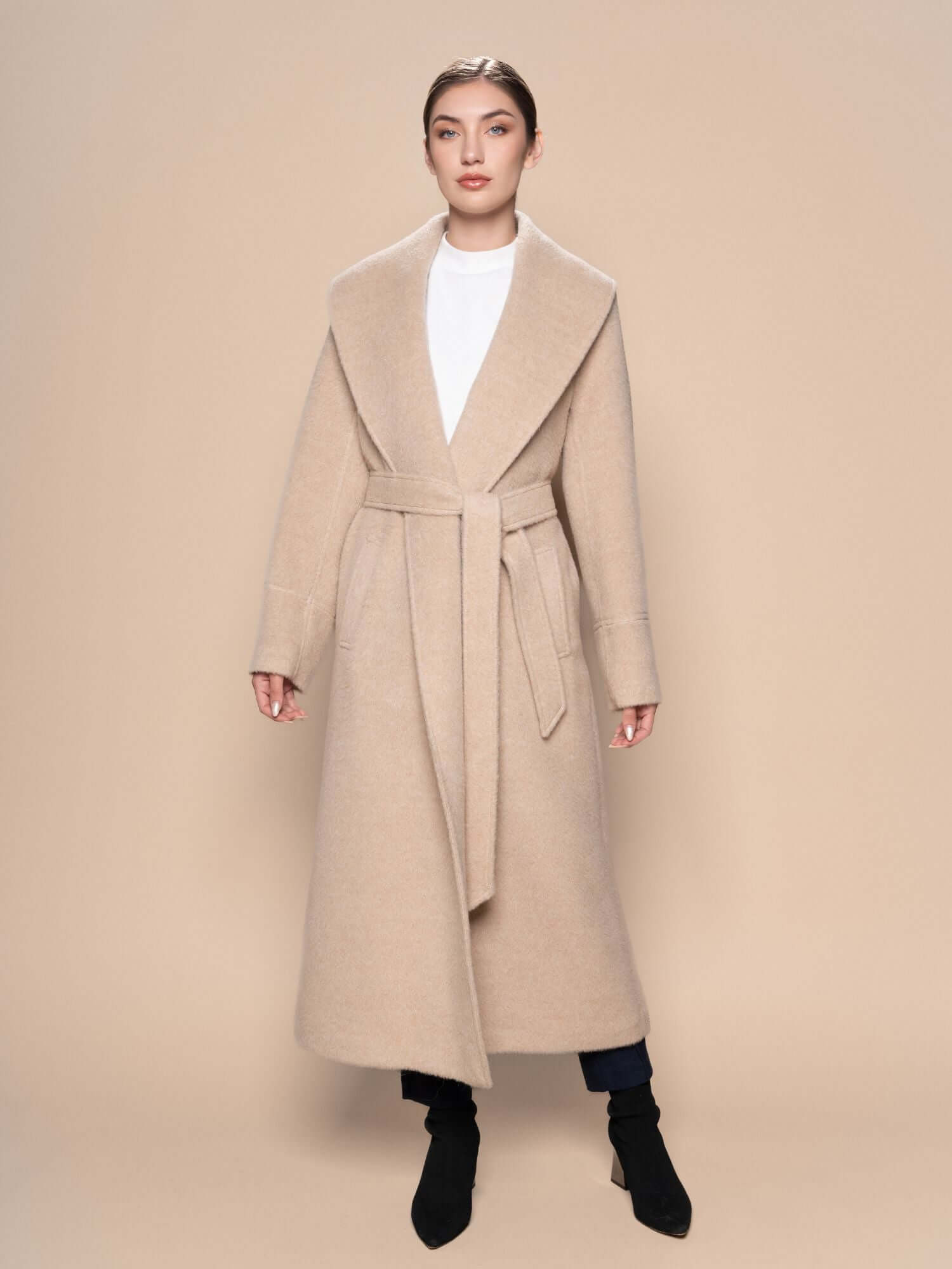 Alpaca Wool Coat  - Beige (The Maras Coat)