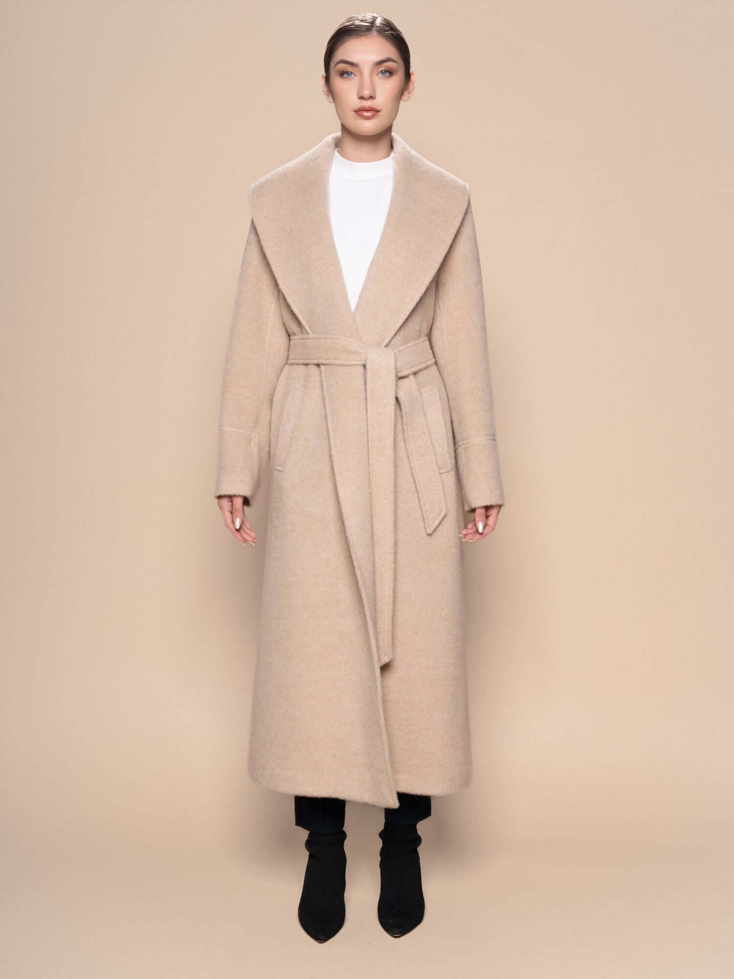 Alpaca Wool Coat  - Beige (The Maras Coat)