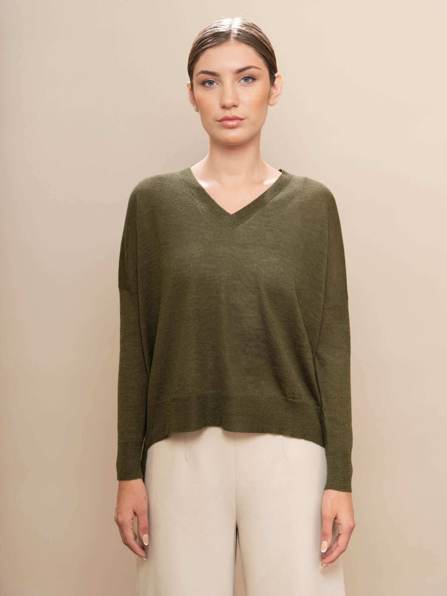 Lightweight Sweater - Baby Alpaca - Military Green