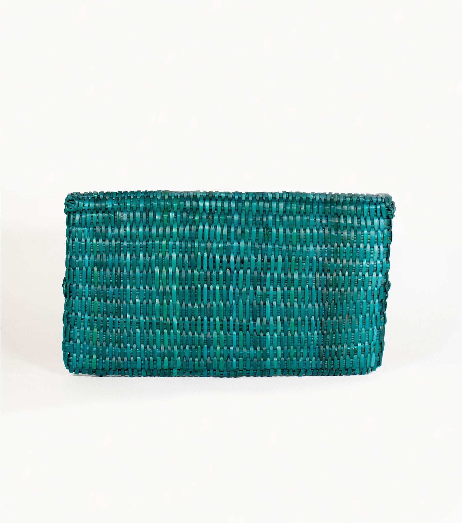 Back view of Lima Clutch - Turquoise enriched by meticulous stitching and artisanal attention to detail.